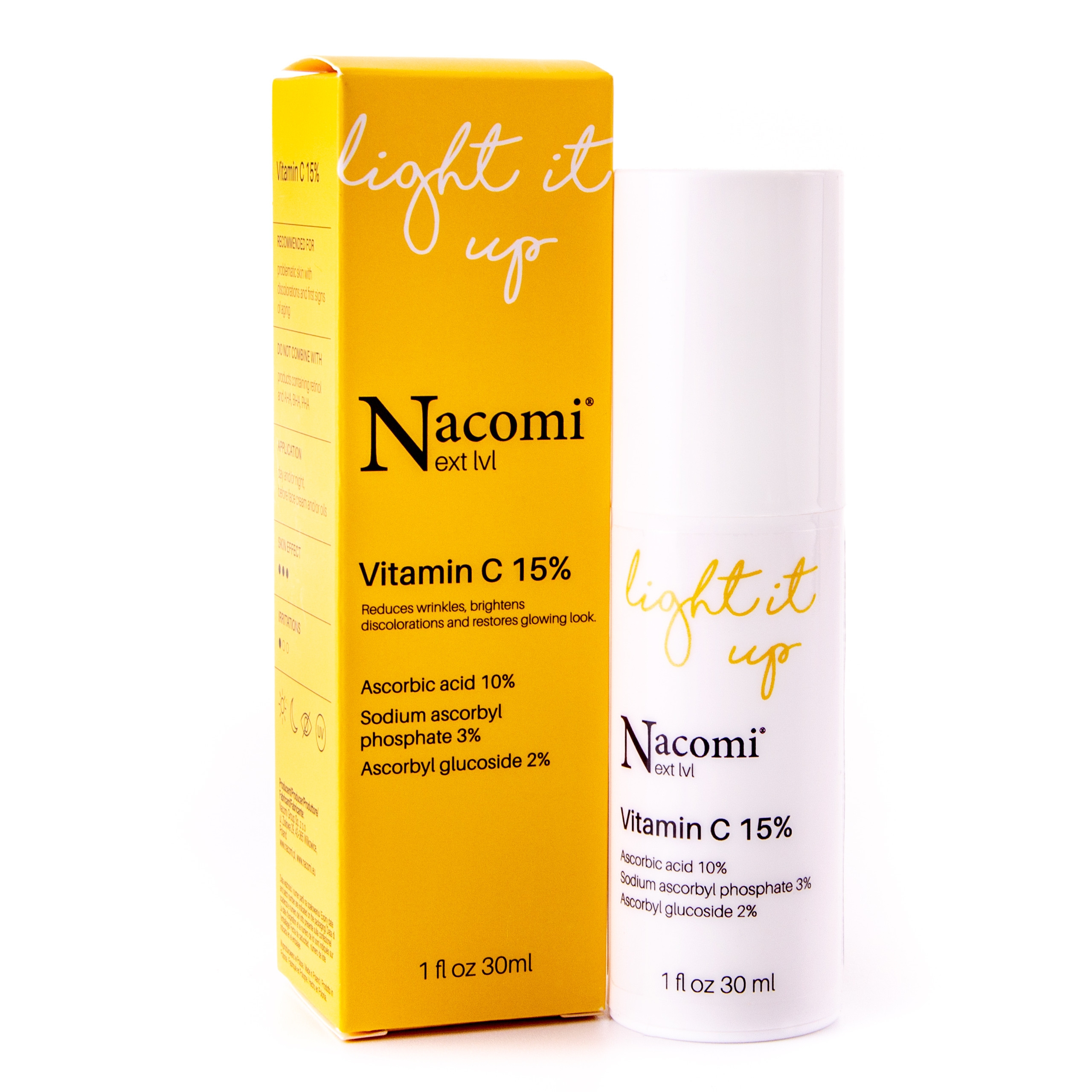 Image of Nacomi Next Level Light It Up - serum do twarzy z witaminą C 15%, 30ml