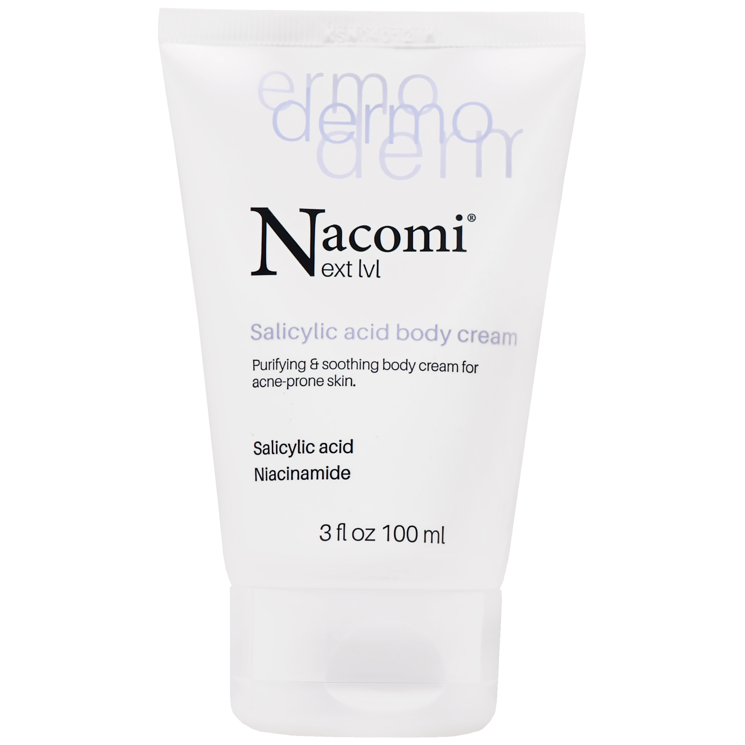 Image of Nacomi Next Level Dermo - oczyszczająco-łagodzący krem do ciała z kwasem salicylowym i niacynamidem, 100ml