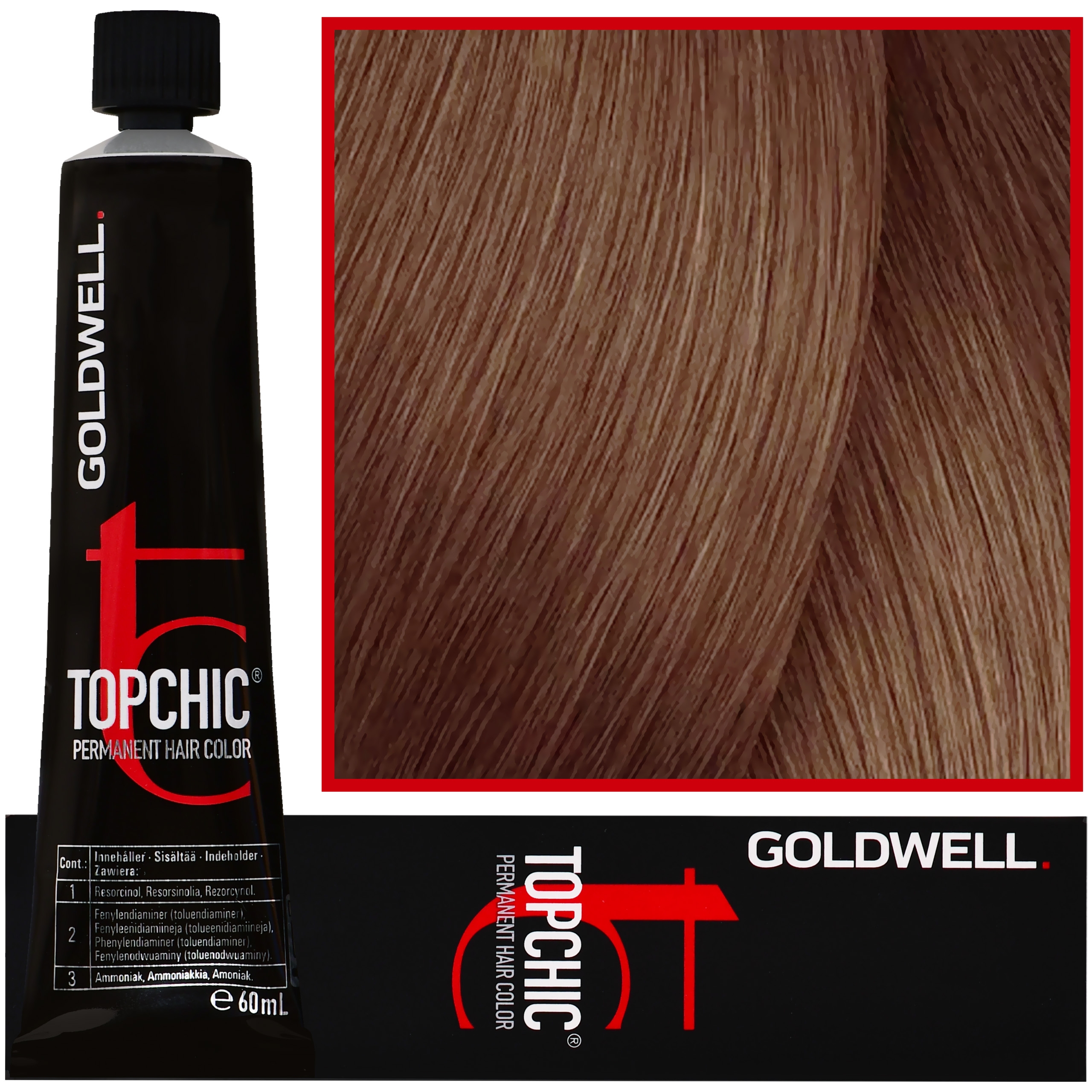 Goldwell Topchic – profesjonalna farba do włosów, 60ml 7N@BK Średni Blond Beżowo Miedziany