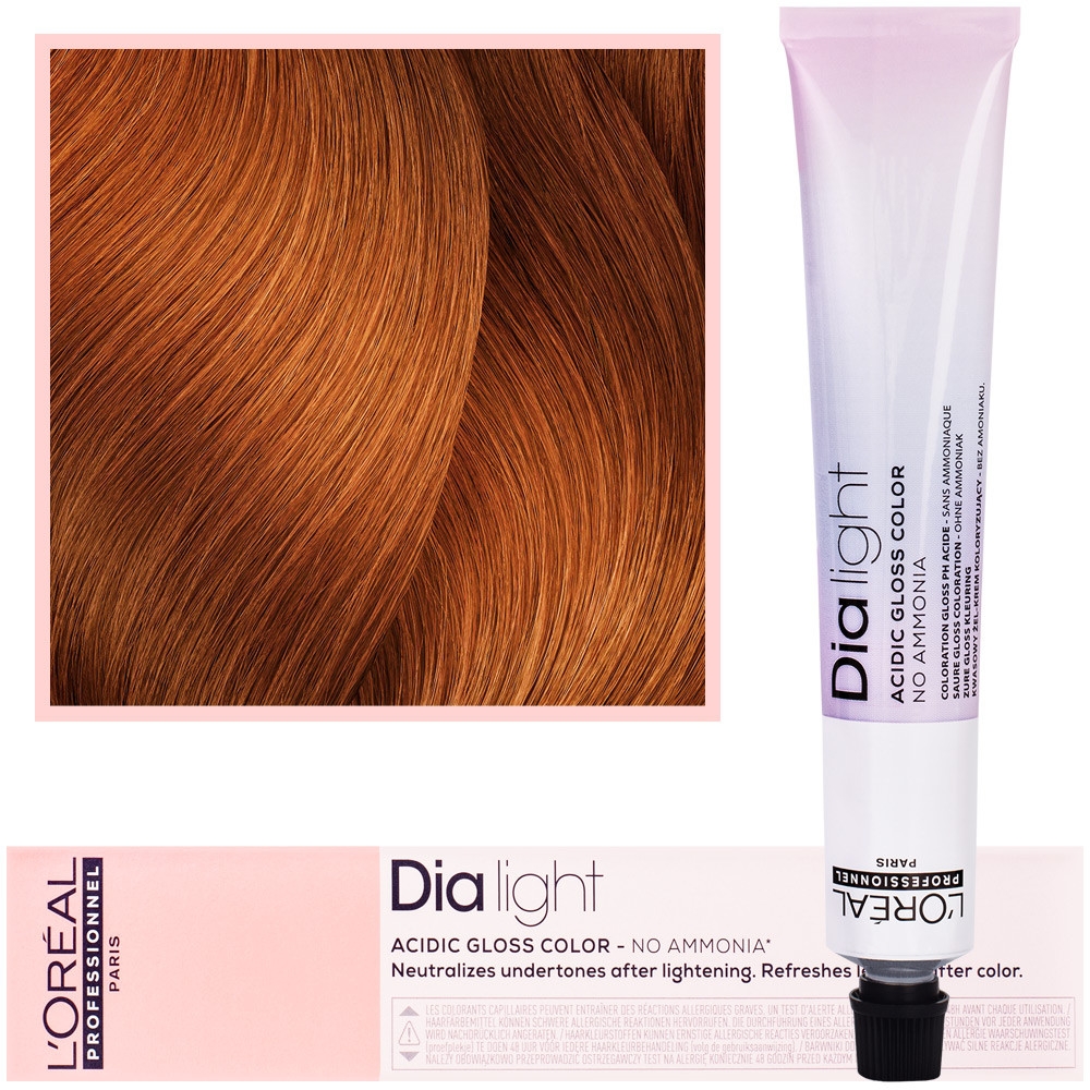 Image of Loreal Dia Light - profesjonalna farba do włosów, 50ml 8.43 Jasny Blond Miedziano-Złocisty