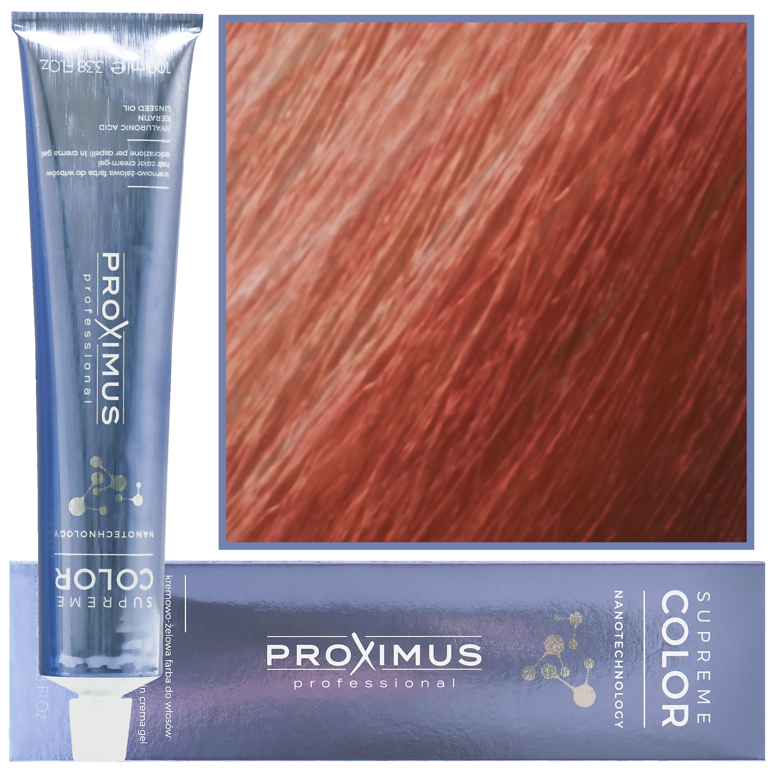 Image of Proximus Supreme Color Nanotechnology – profesjonalna farba do włosów z kwasem hialuronowym, 100ml 10,85 | Bardzo Jasny Owocowy Platynowy Blond