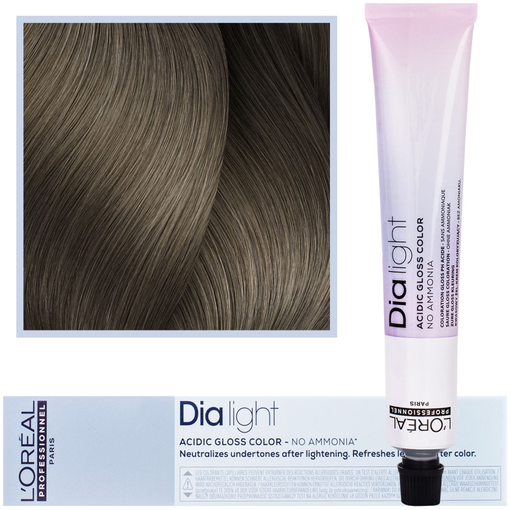 Loreal Dia Light – profesjonalna trwała farba do włosów, 50ml 7.01 Blond Naturalny Popielaty