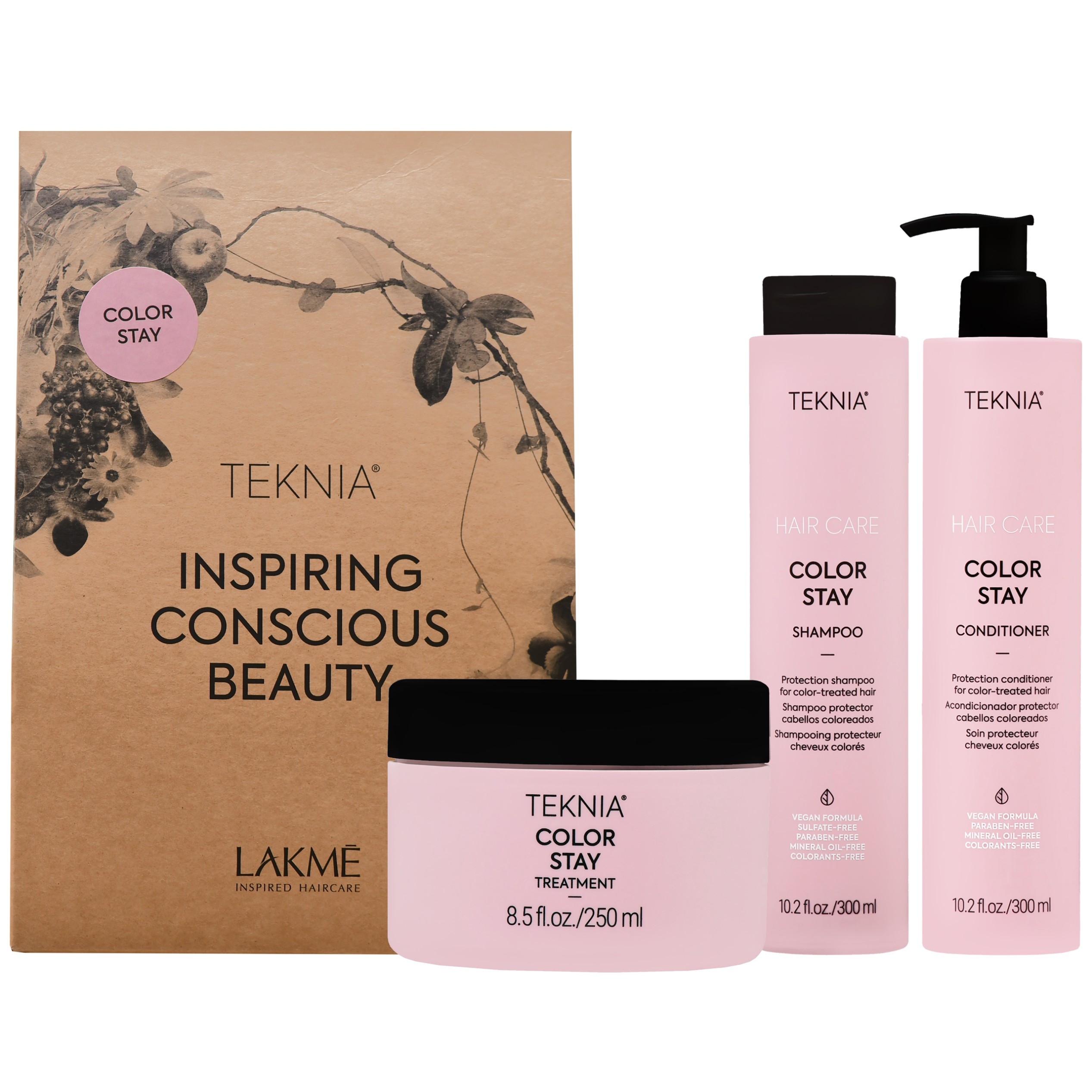 Image of Lakme Teknia Color Stay - zestaw do włosów farbowanych szampon i odżywka 300ml + maska 250ml