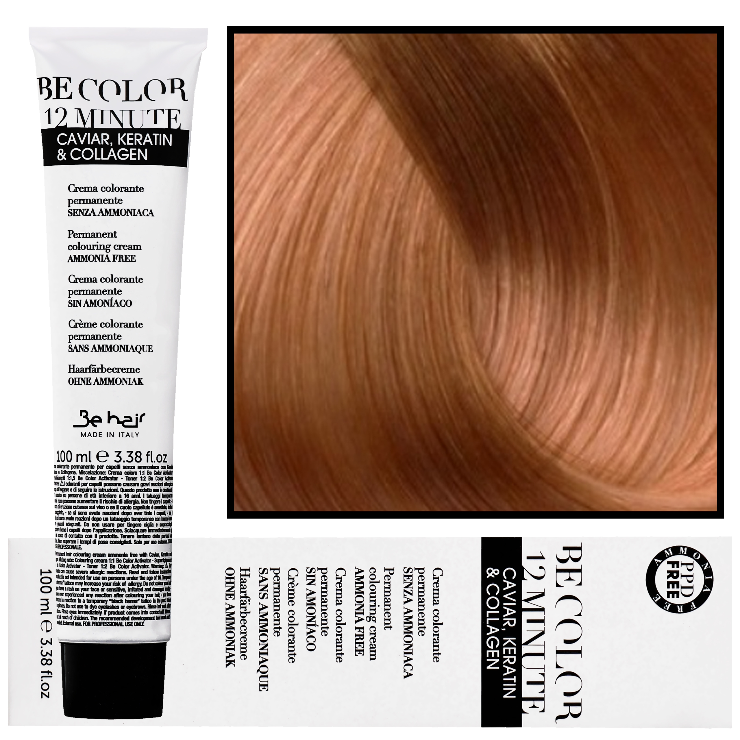 Image of Be Hair Be Color 12 minute - farba do włosów bez amoniaku, 100ml 7,4 | Średni Blond Miedziany
