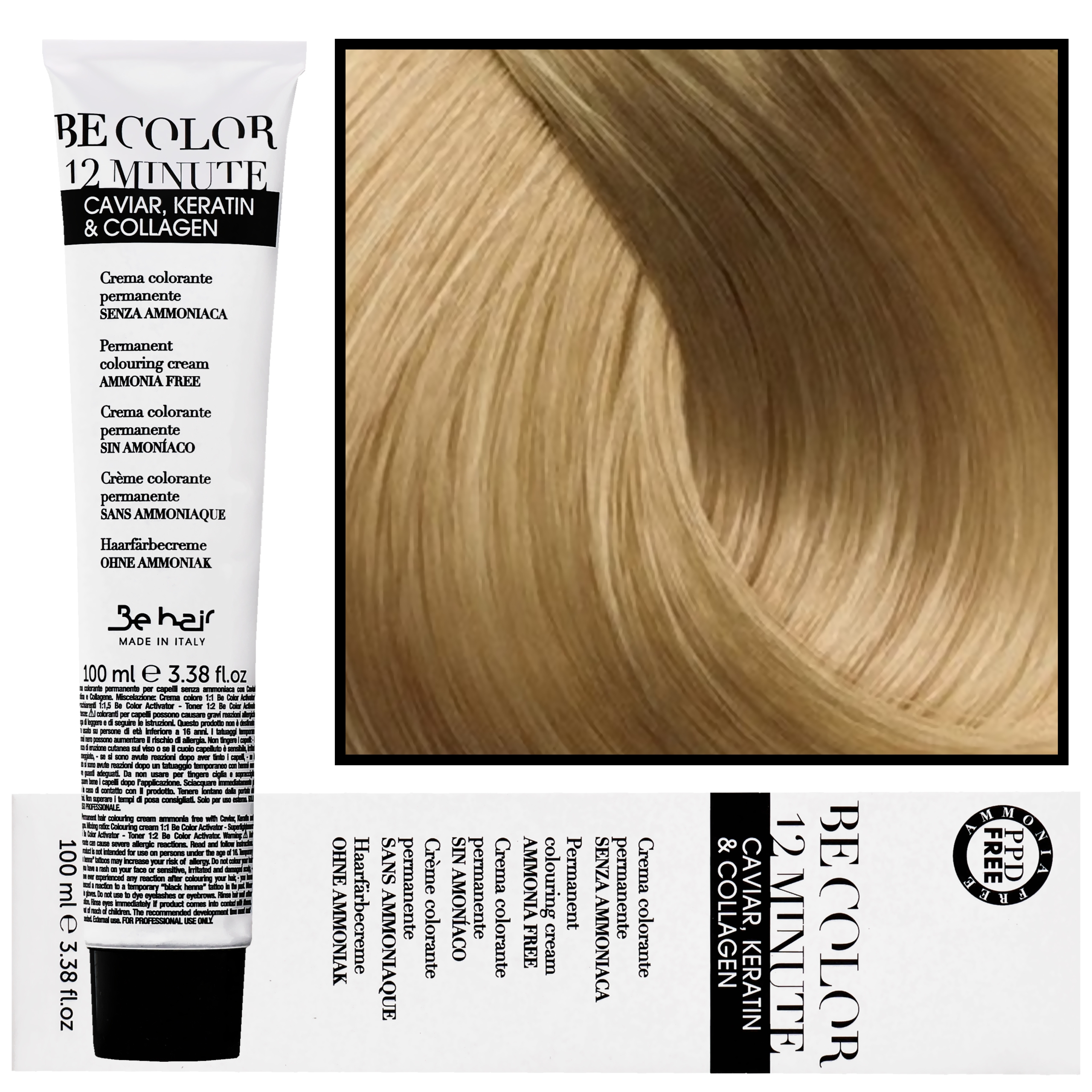 Be Hair Be Color 12 minute – farba do włosów bez amoniaku, 100ml 9,7 | Bardzo Jasny Blond Brązowy