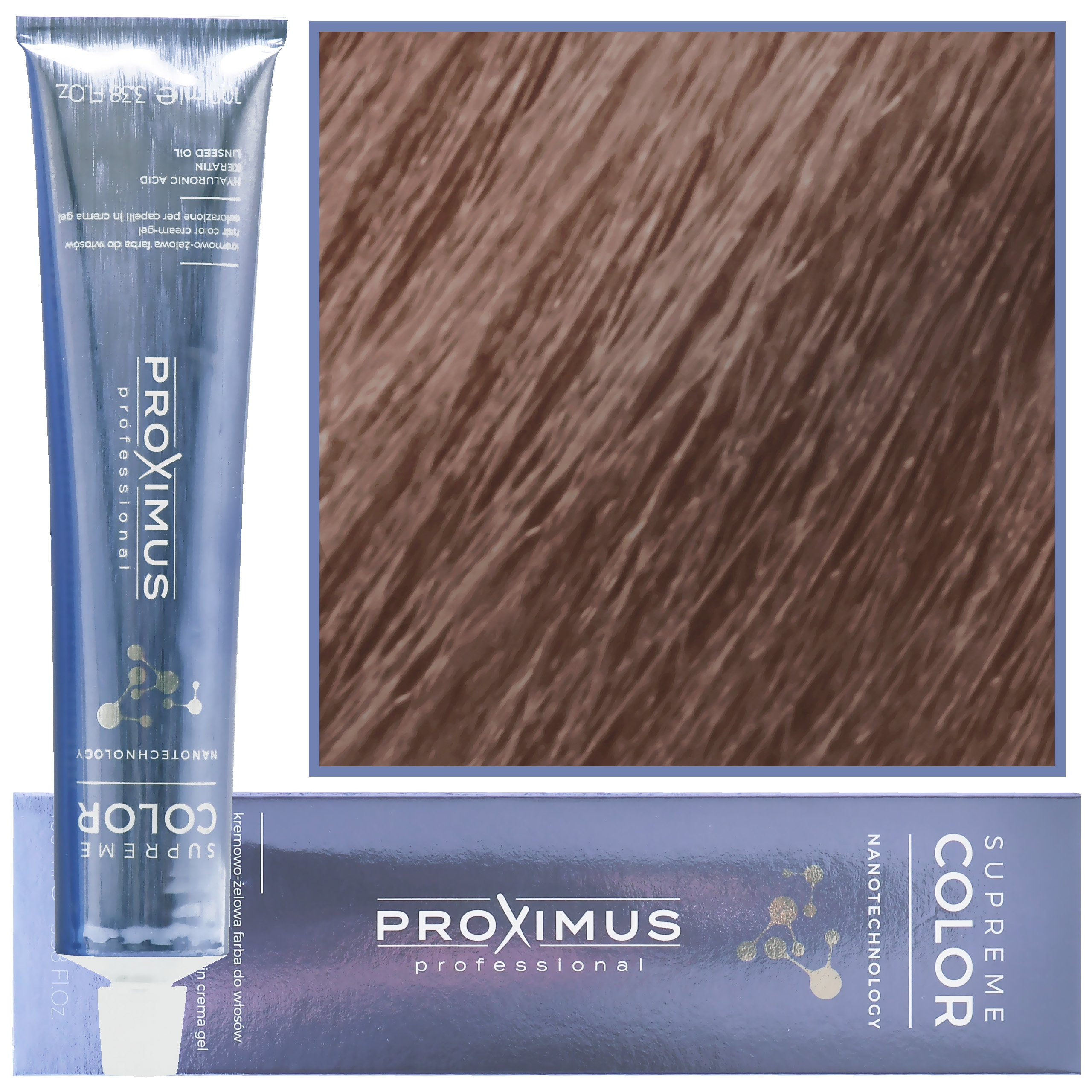 Image of Proximus Supreme Color Nanotechnology – profesjonalna farba do włosów z kwasem hialuronowym, 100ml 9,81 | Bardzo Jasny Tytoniowy Blond