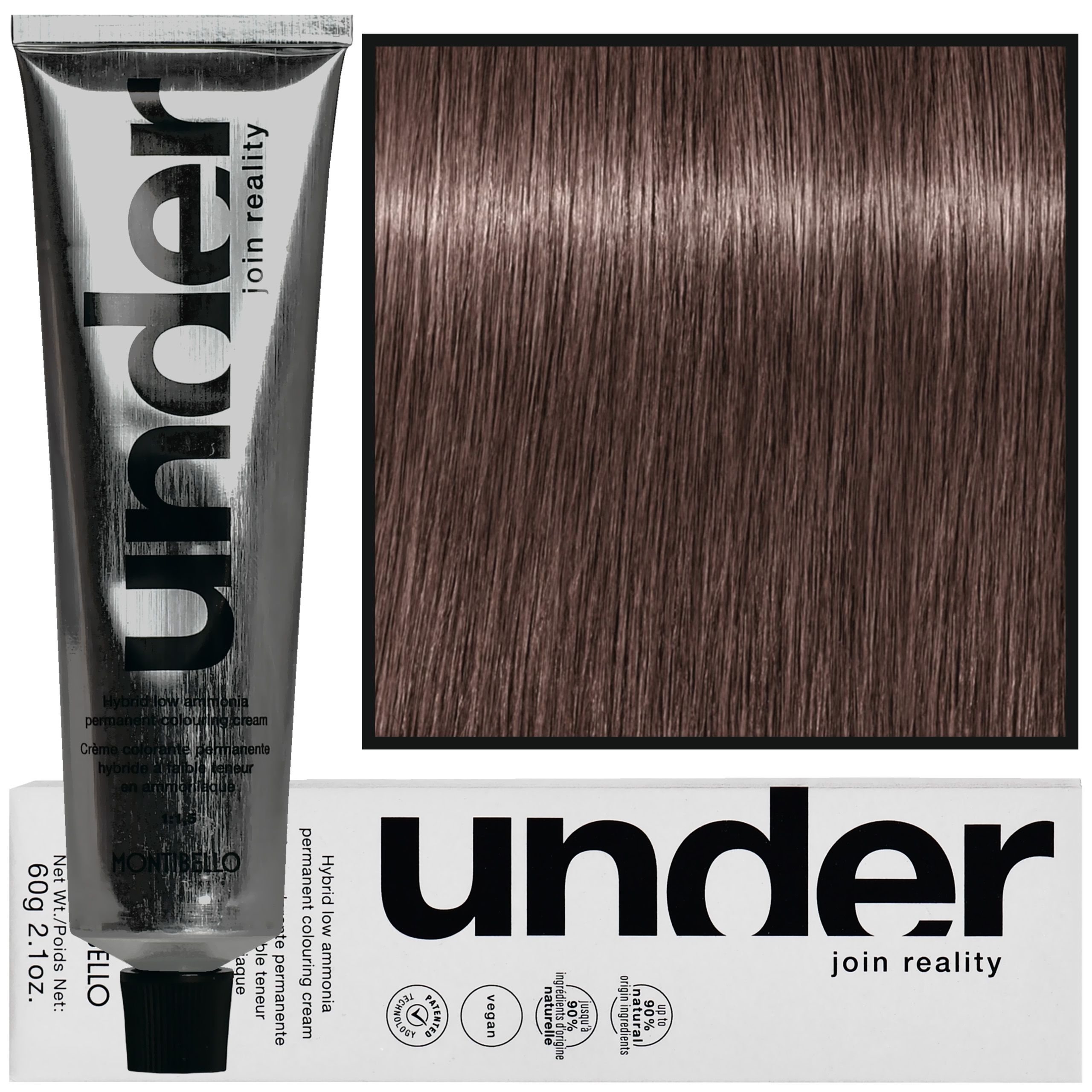 Montibello Under – profesjonalna farba do włosów, 60ml 4.0 / 4N | Naturalny Średni Brąz