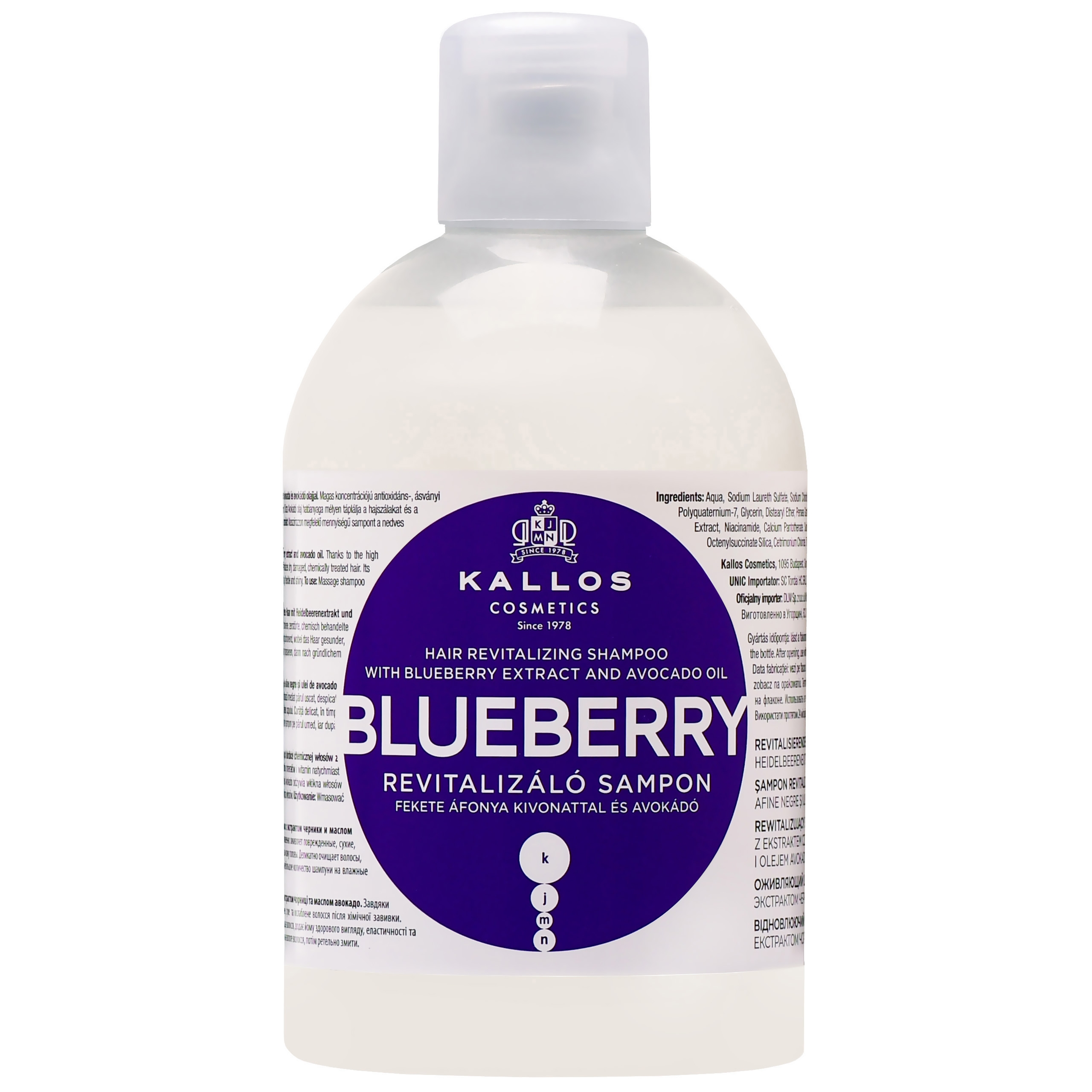 Image of Kallos Blueberry Revitalizing Shampoo - rewitalizujący szampon do włosów zniszczonych, 1000ml