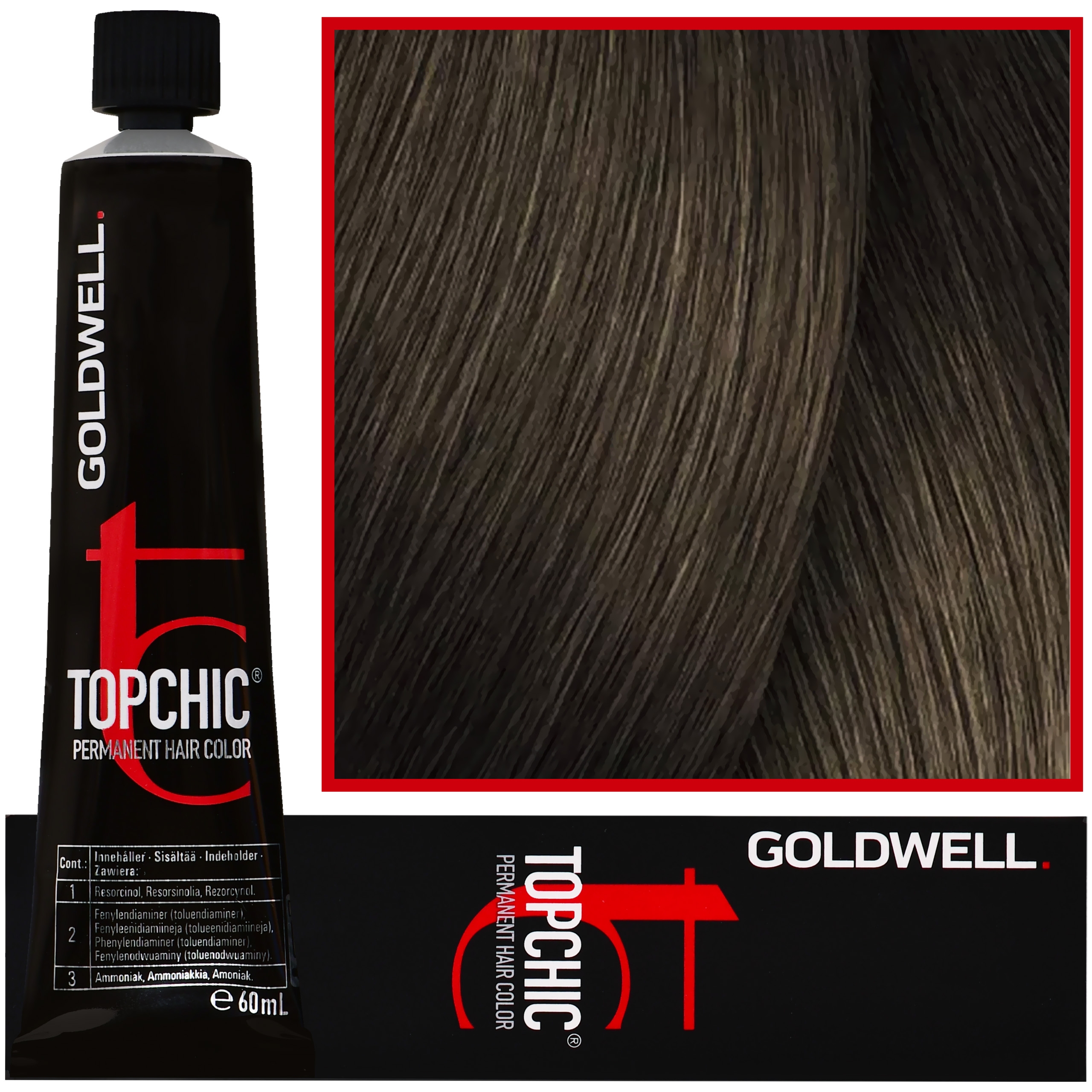 Goldwell Topchic – profesjonalna farba do włosów, 60ml 7SB@BL Srebrny Beżowy @ Niebieski