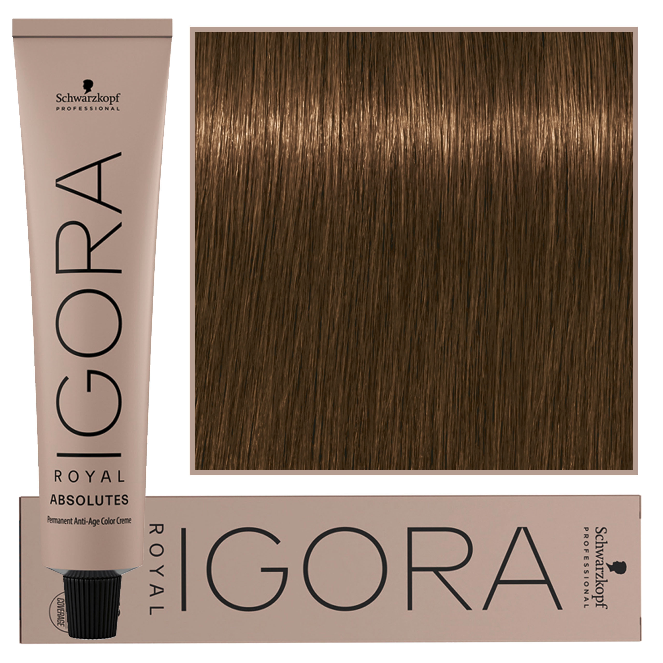 Image of Schwarzkopf Professional Igora Royal Absolutes - trwała farba do włosów z kolagenem, 60ml 7-140 | Średni Blond Cendre Naturalny Beżowy