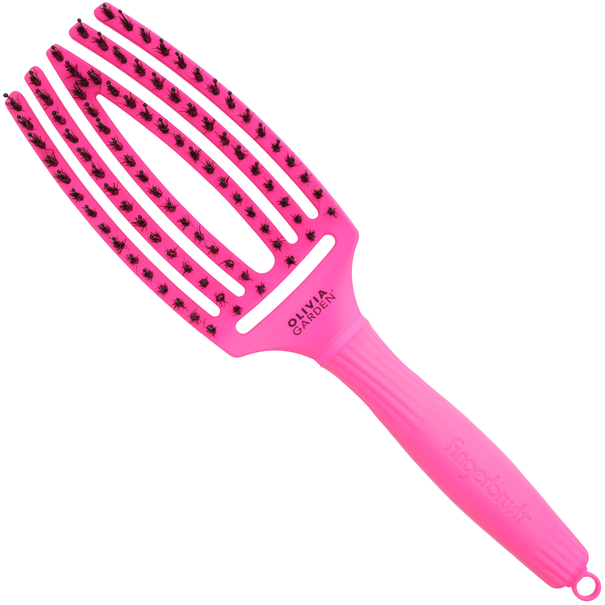Image of Olivia Garden Finger Brush Combo Medium, szczotka z włosiem dzika do rozczesywania, różne kolory Neon Pink | Neonowy Róż