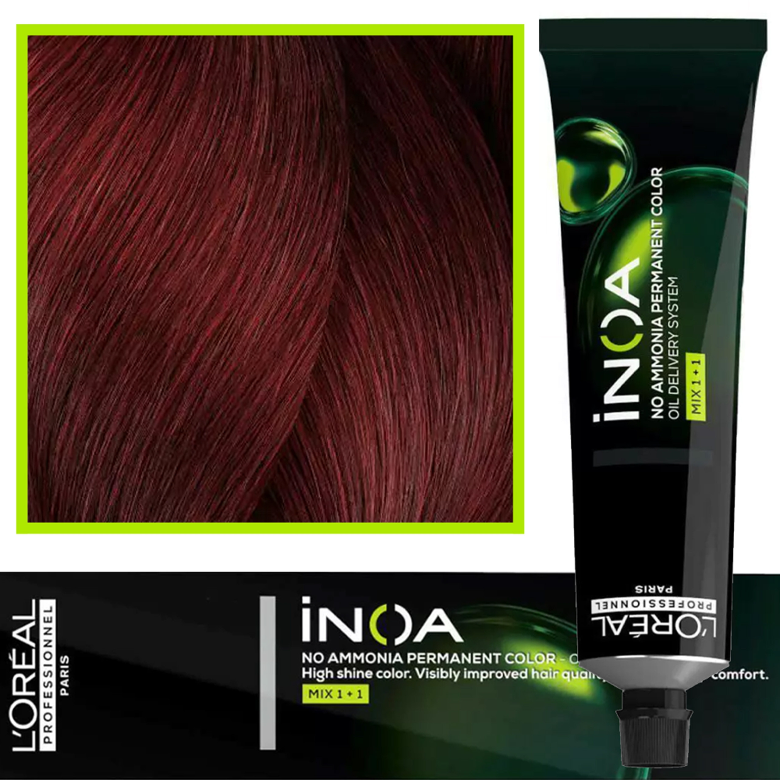 Image of Loreal Inoa farba do włosów głęboki i trwały kolor dodatkowa ochrona włosa 60 ml 5.60 Jasny Brąz Czerwony Intensywny