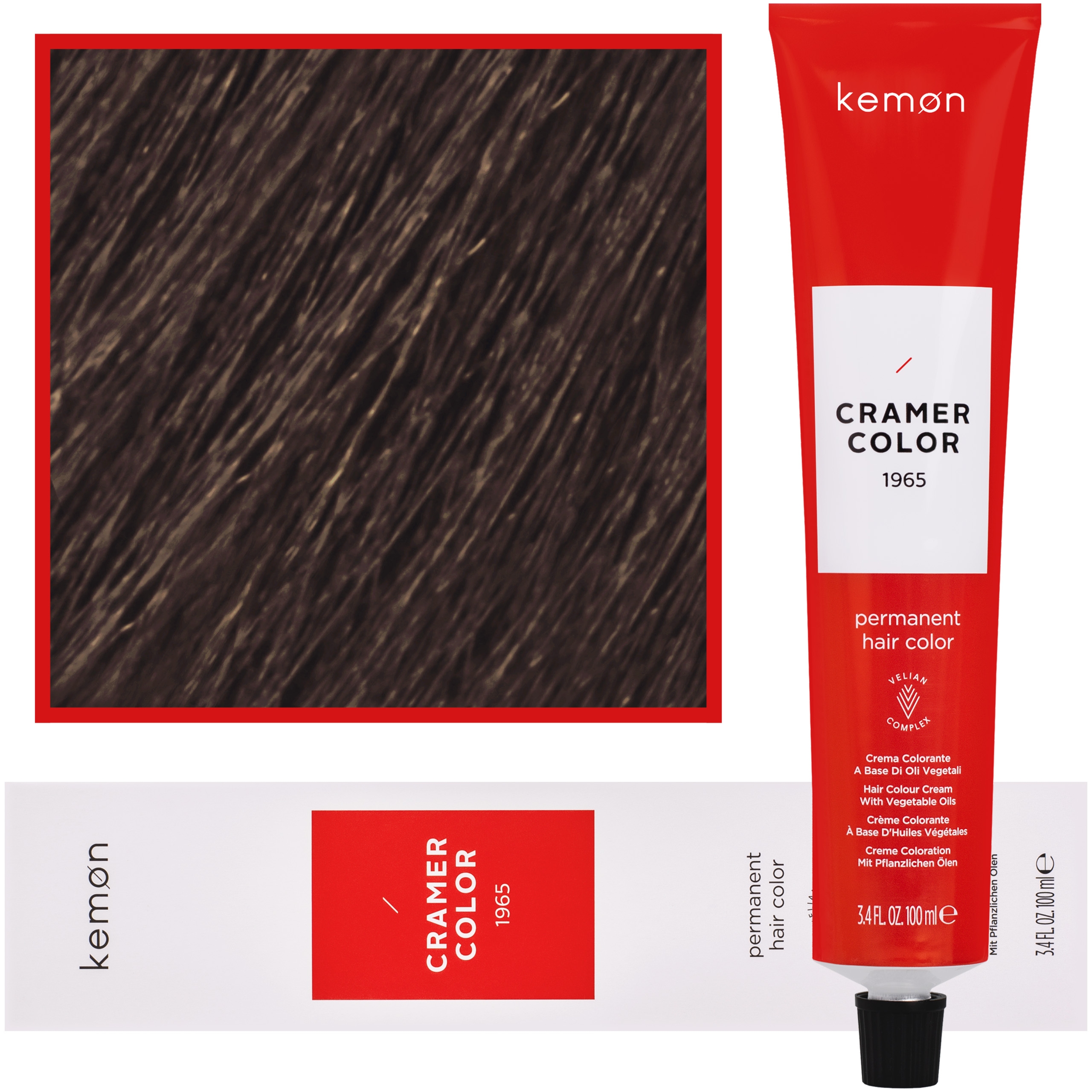 Kemon Cramer Color – kremowa farba do włosów z olejem kokosowym, 100ml 4.16 | Brąz Popielato Mahoniowy