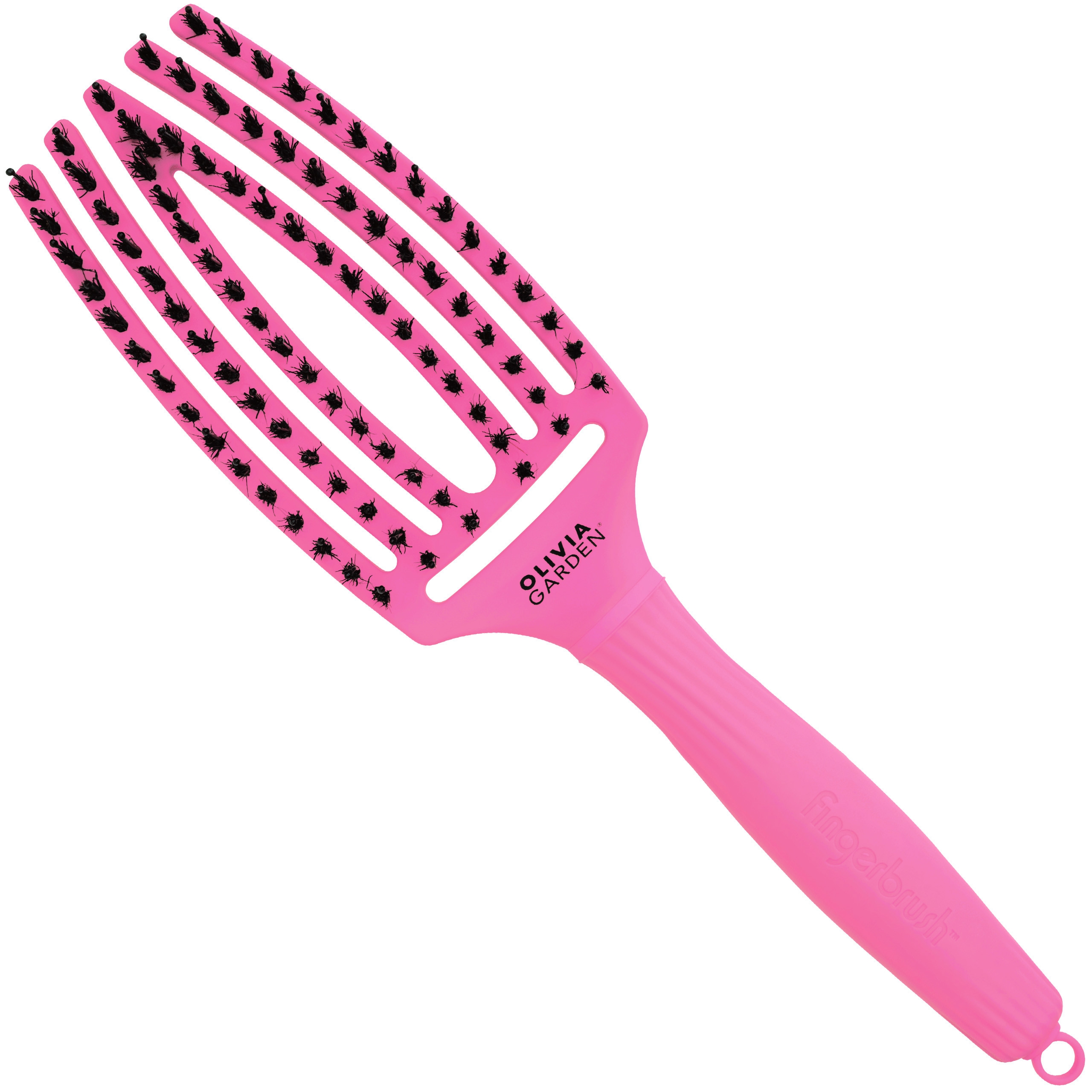 Image of Olivia Garden Finger Brush Combo Medium, szczotka z włosiem dzika do rozczesywania, różne kolory Bubble Pink | Balonowy Róż
