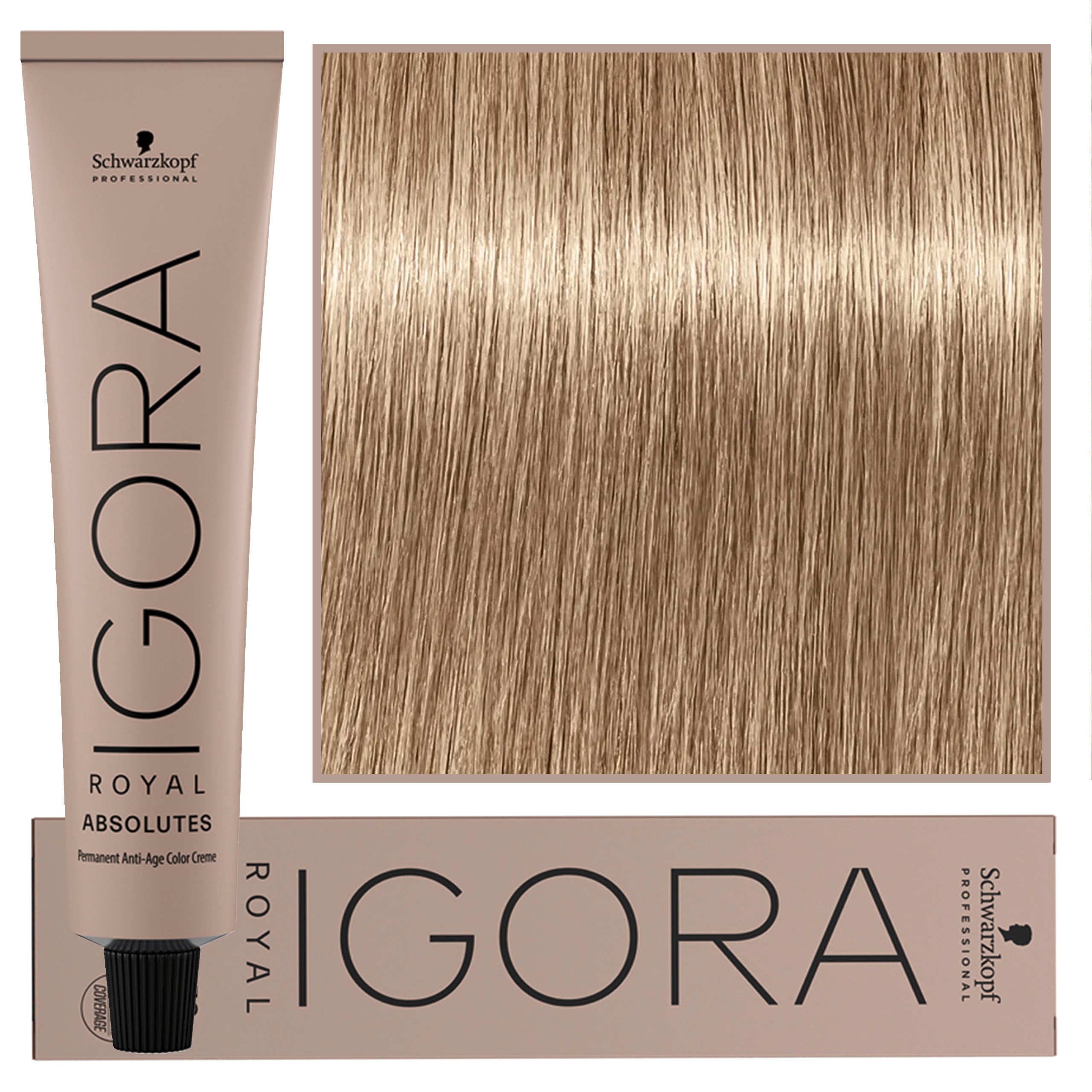 Image of Schwarzkopf Professional Igora Royal Absolutes - trwała farba do włosów z kolagenem, 60ml 9-140 | Ekstra Jasny Blond Cendre Beżowy Naturalny