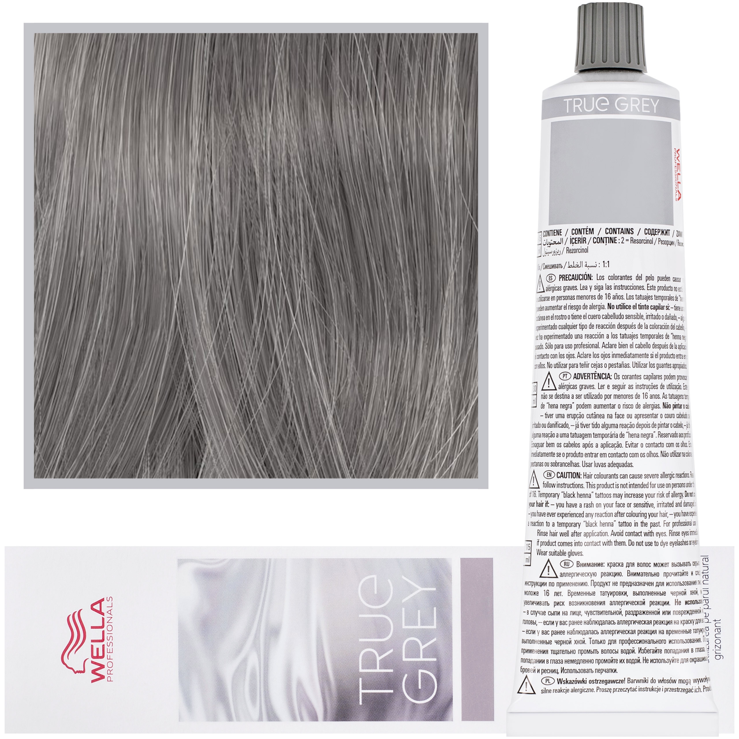 Wella True Grey – farba utleniająca do naturalnie siwych włosów, 60ml Shimmer Dark Graphite | Błyszczący Ciemny Toner Grafitowy