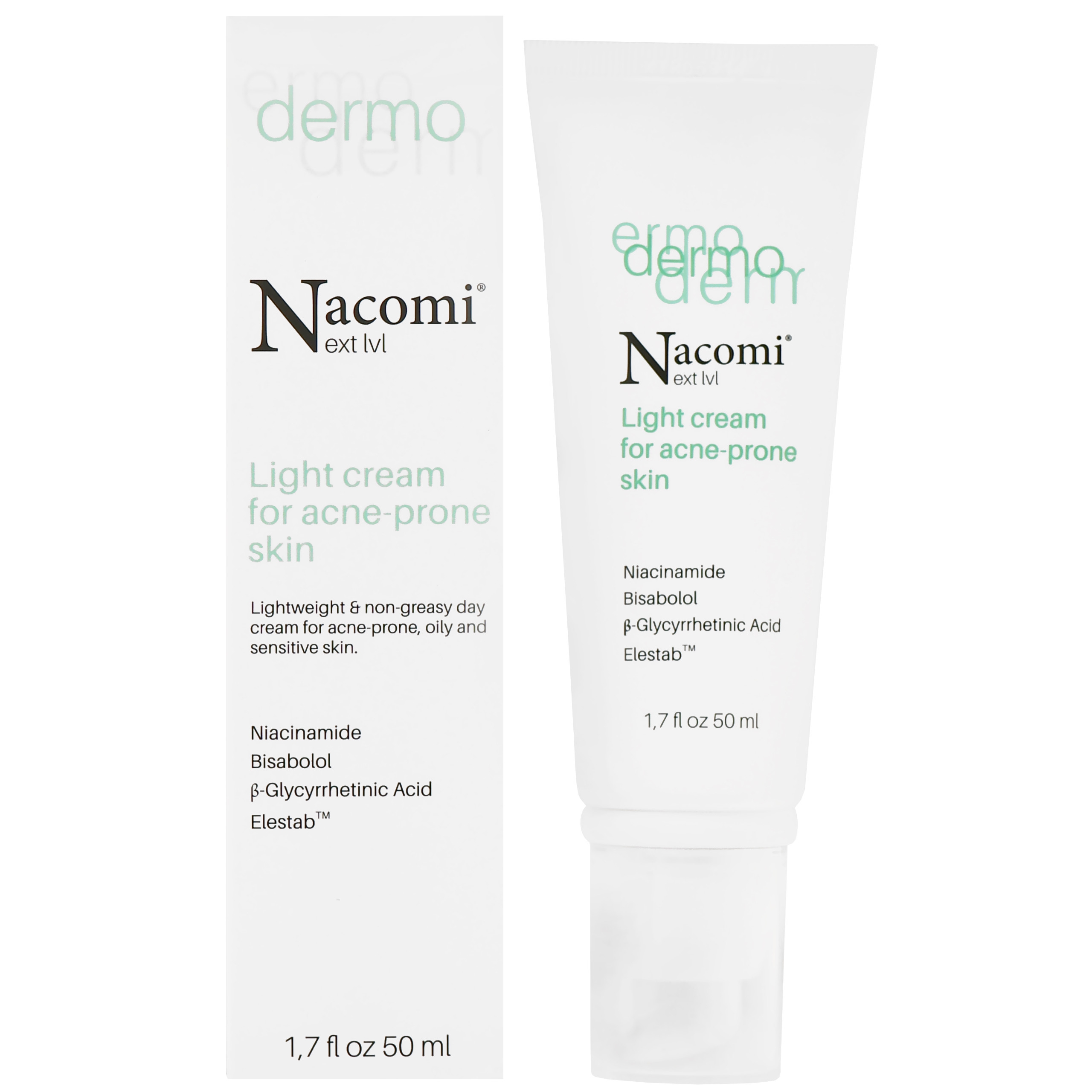 Image of Nacomi Next Level Dermo - lekki krem do cery trądzikowej, 50ml