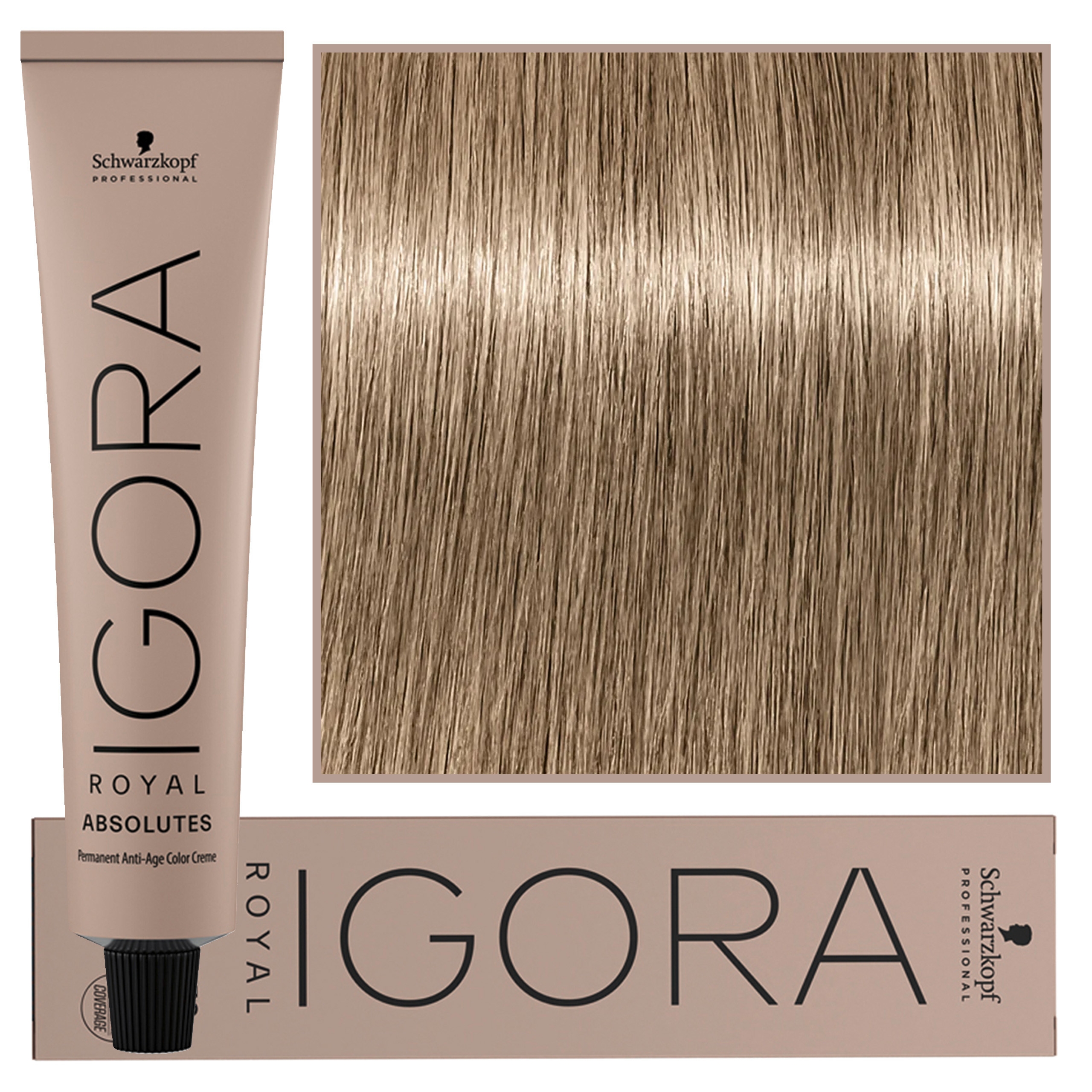 Image of Schwarzkopf Professional Igora Royal Absolutes - trwała farba do włosów z kolagenem, 60ml 8-01 | Jasny Blond Cendre Naturalny