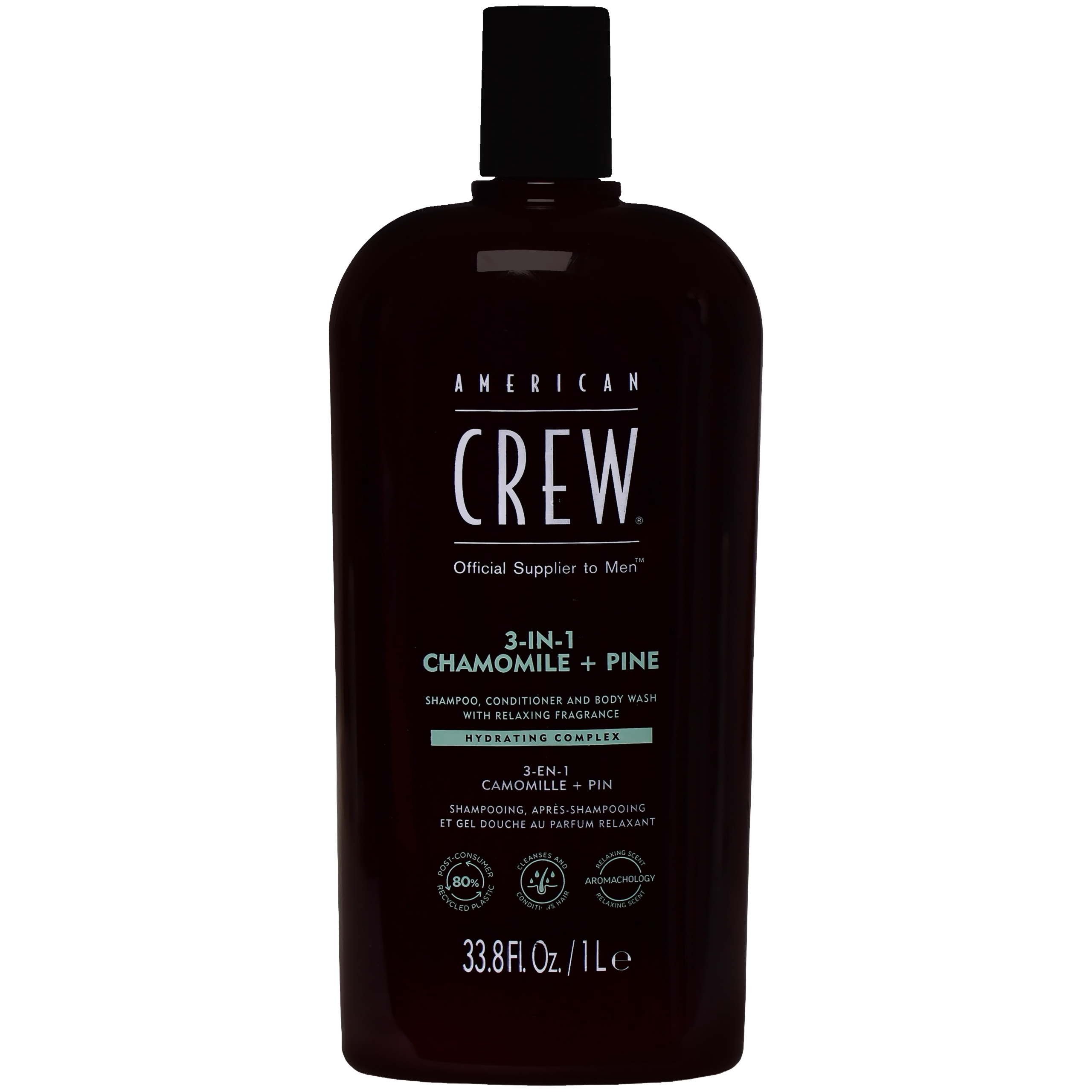 American Crew 3in1 Chamom+Pine Gel – szampon, odżywka i żel pod prysznic 3w1 do codziennej pielęgnacji, 1000ml