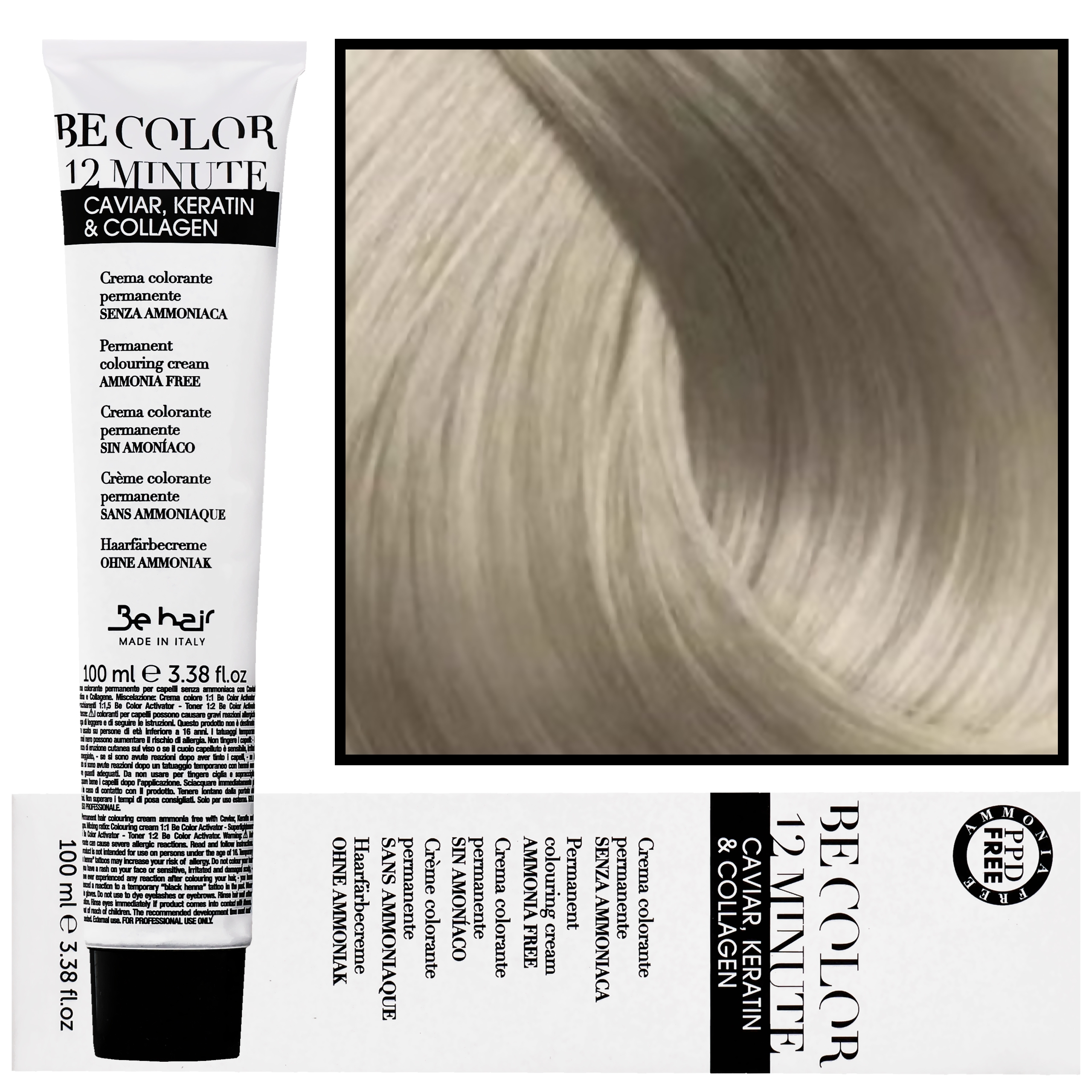 Image of Be Hair Be Color 12 minute - farba do włosów bez amoniaku, 100ml 8,8 | Jasny Blond Beżowy