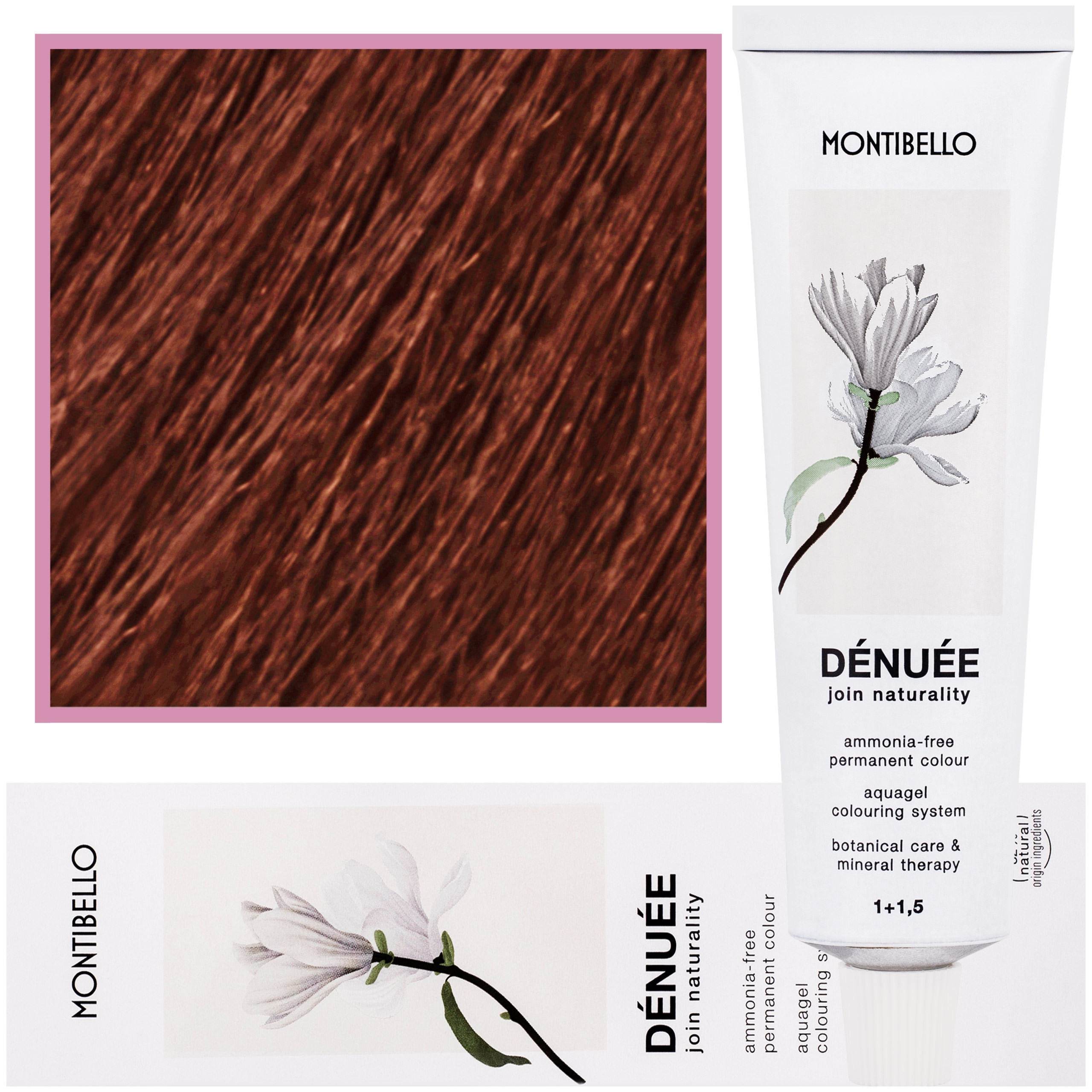 Montibello Denuee – naturalna wegańska farba do włosów bez amoniaku, 60ml 6,44 | Intensywny Miedziany Ciemny Blond