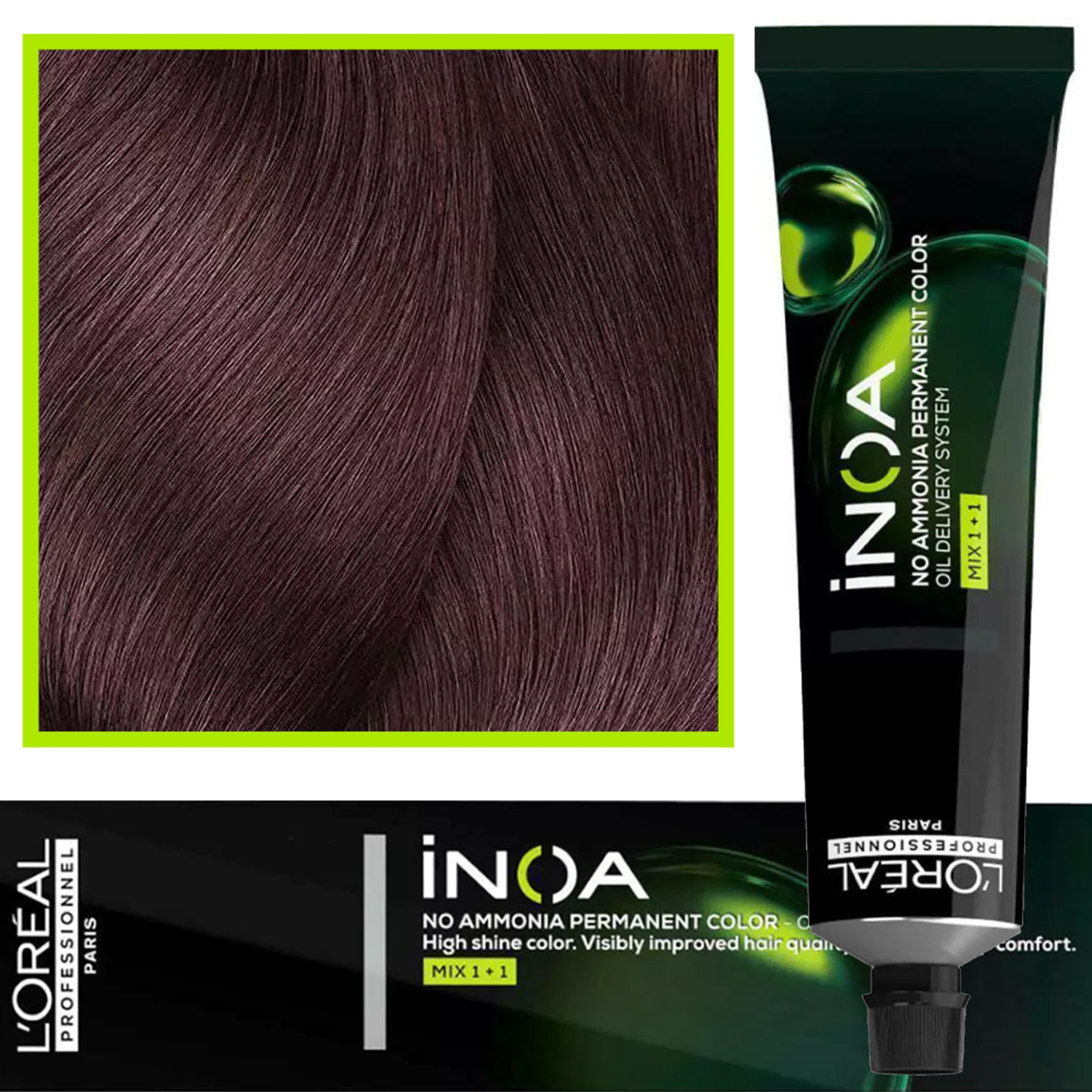 Image of Loreal Inoa farba do włosów głęboki i trwały kolor dodatkowa ochrona włosa 60 ml 5.26 Jasny Brąz Opalizująco-Czerwony