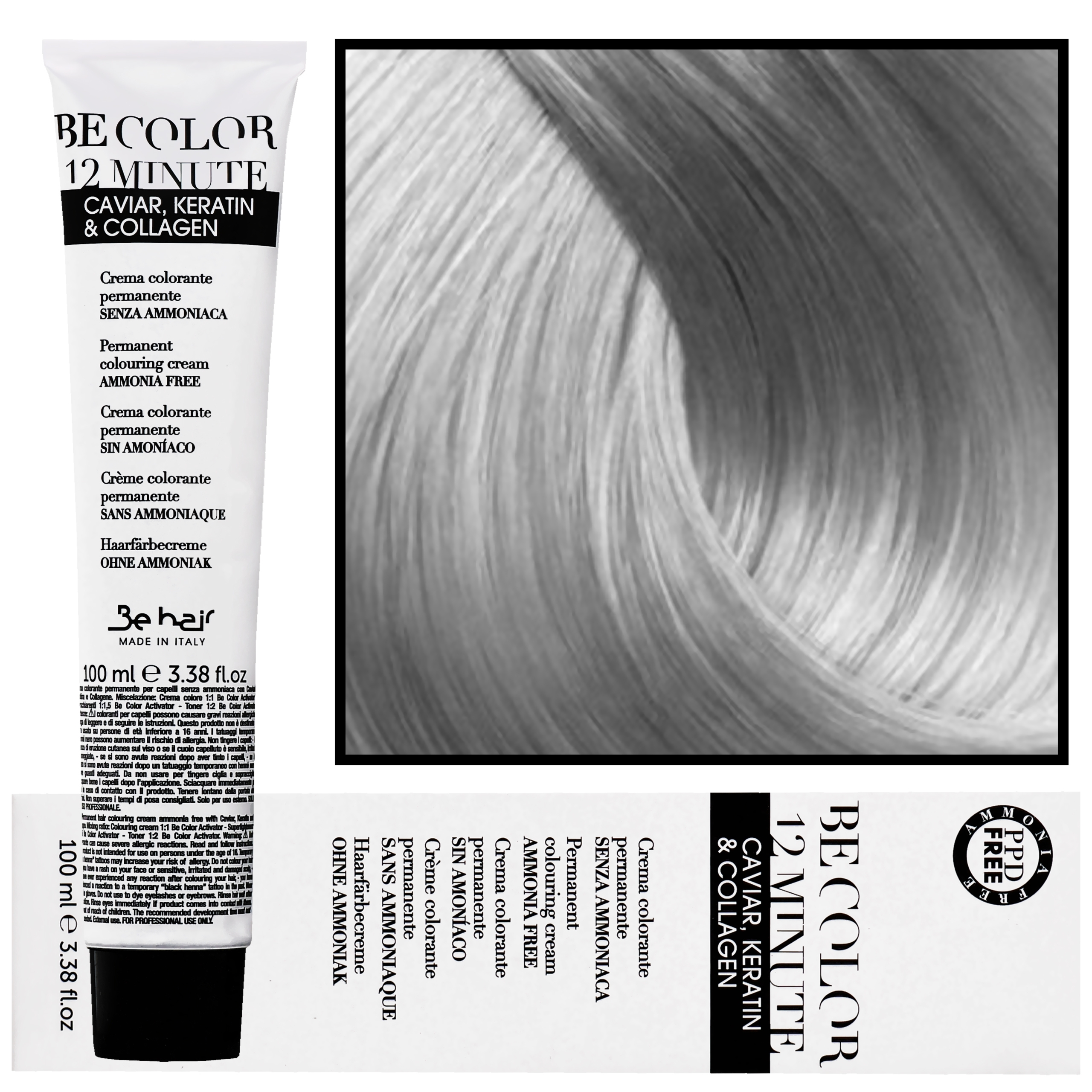 Be Hair Be Color 12 minute – farba do włosów bez amoniaku, 100ml Silver | Srebrny