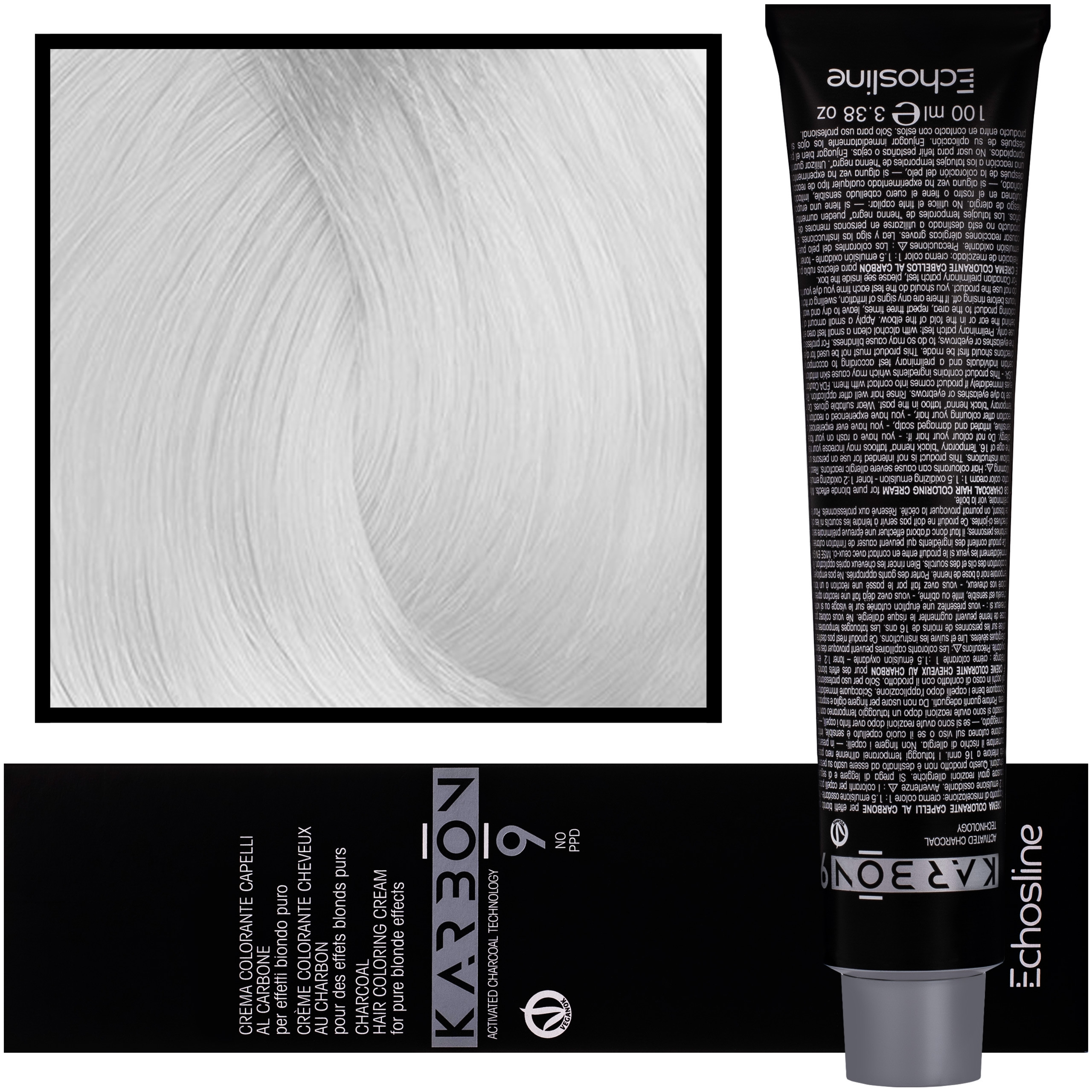 Echosline Karbon Vegan wegańska farba do włosów z węglem aktywnym, 100ml Platinum Toner | Toner Platynowy