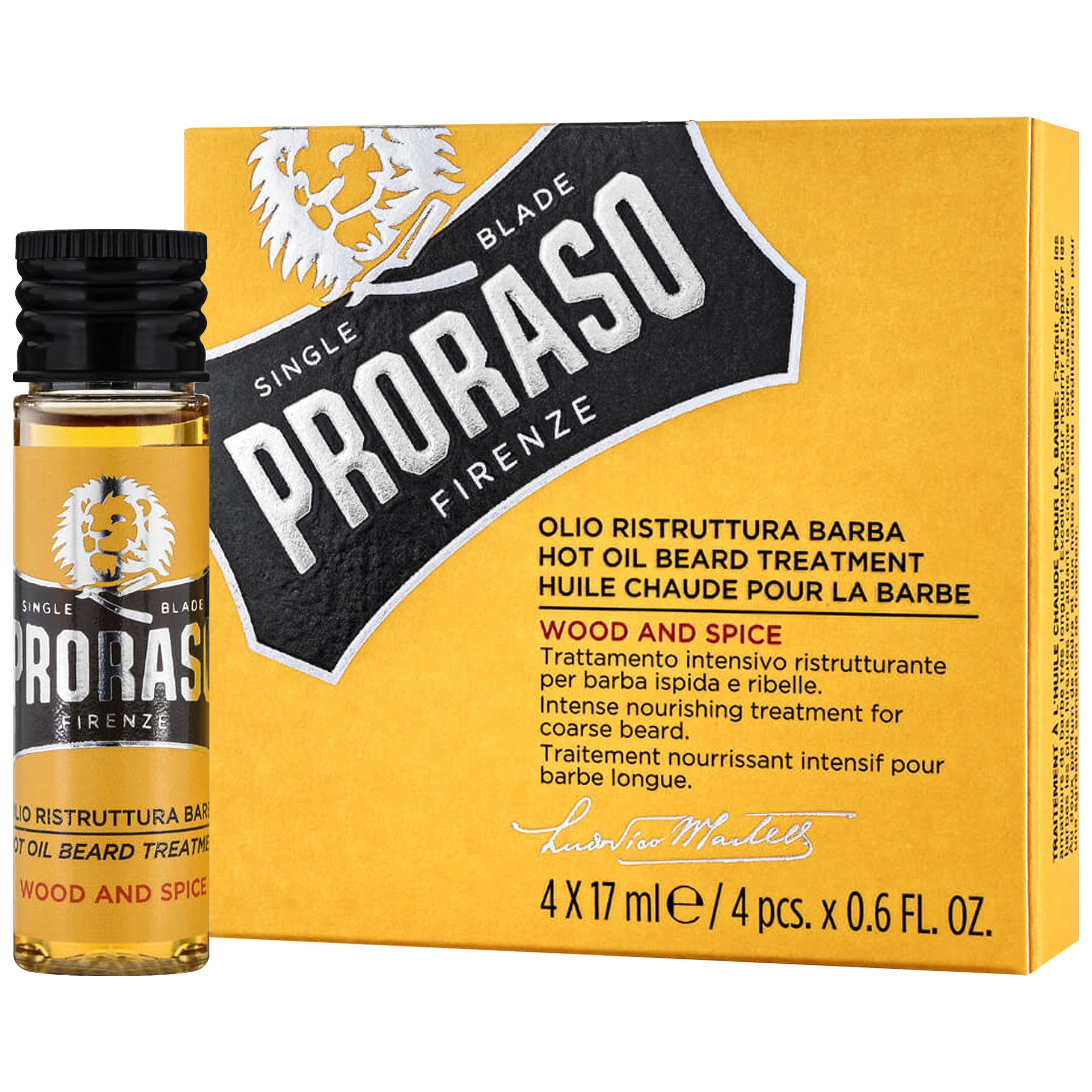 Image of Proraso Wood & Spice Oil Beard - drzewno-korzenny olejek do brody, 4x17ml