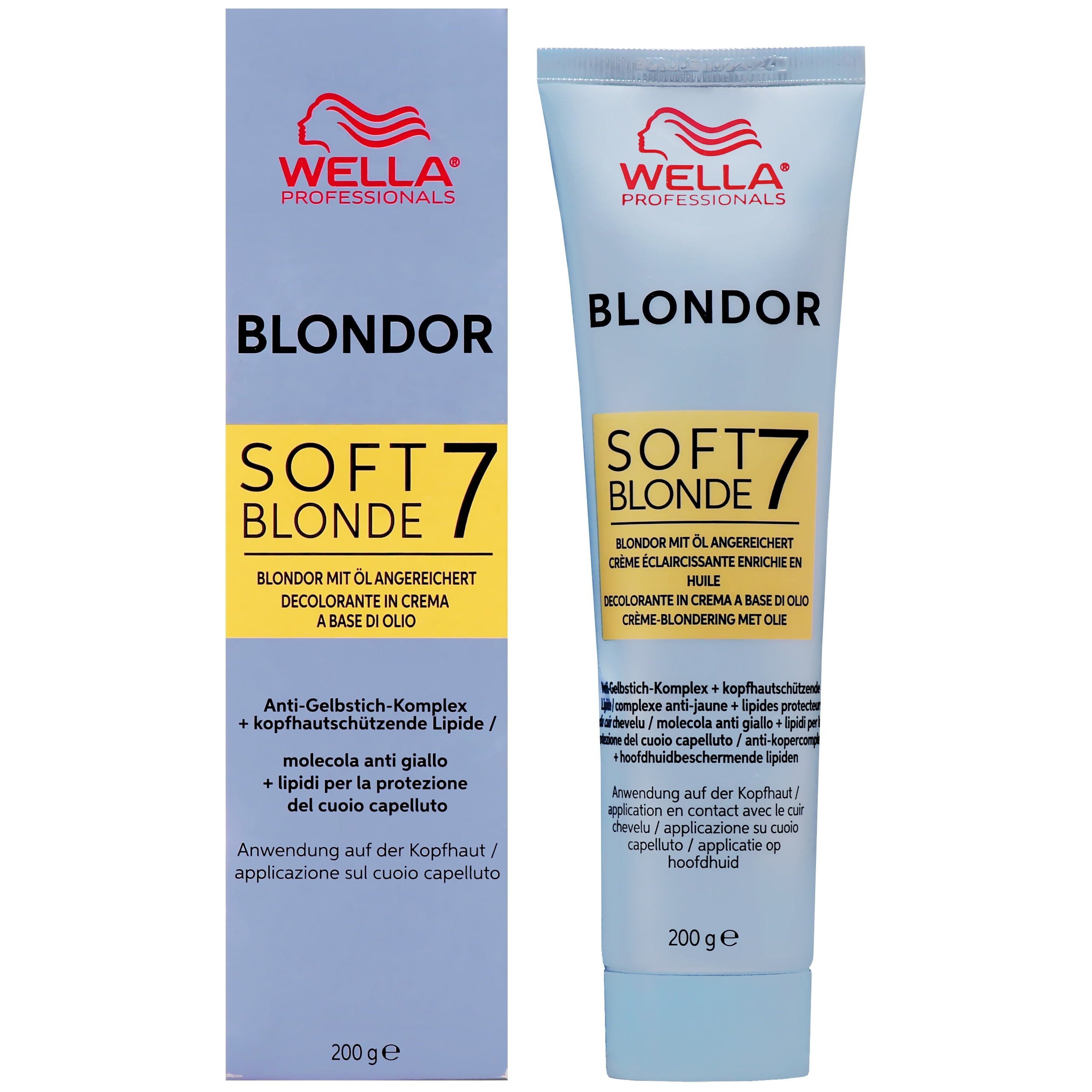 Image of Wella Blondor Soft Blonde 7 - delikatny rozjaśniacz do włosów w kremie, 200g