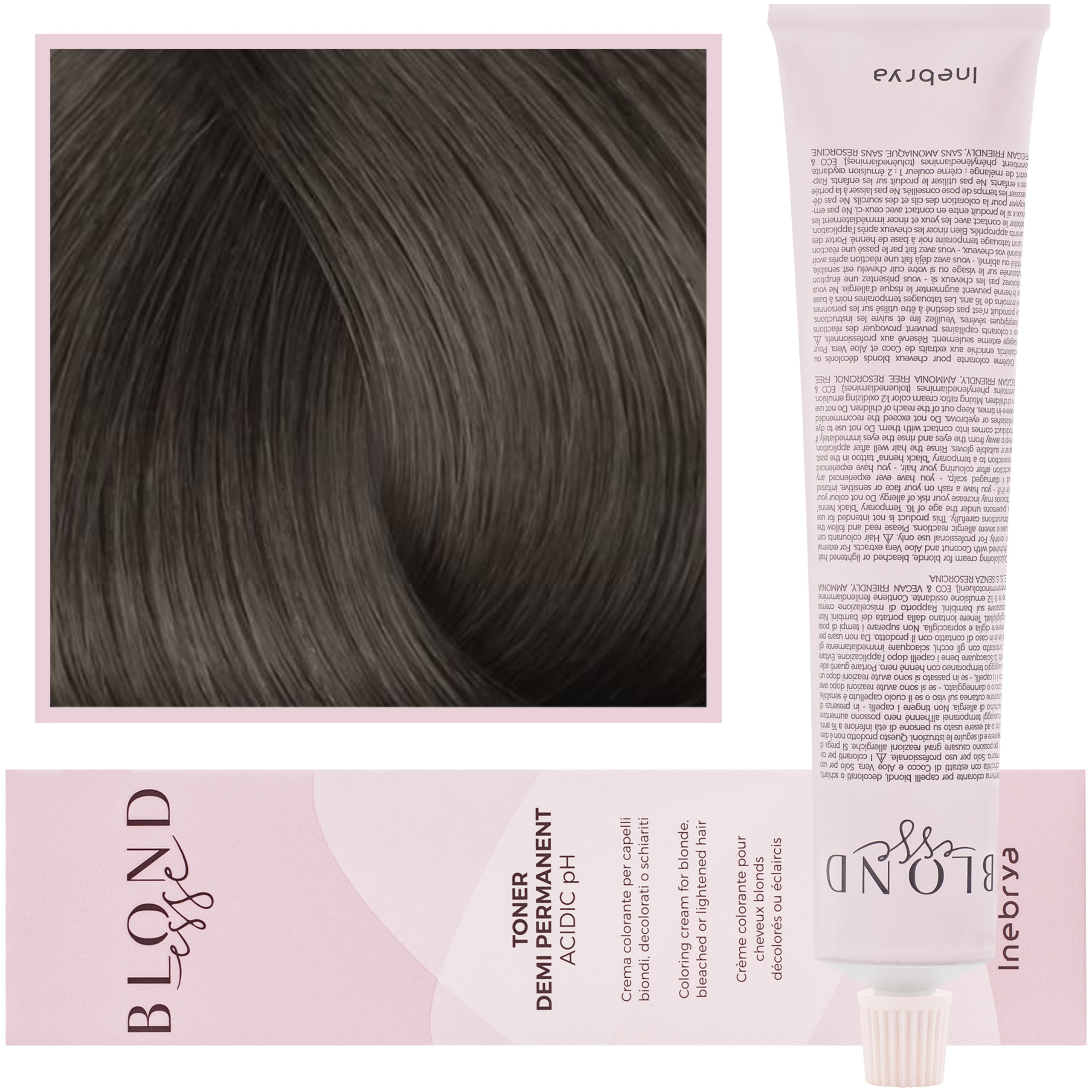 Inebrya Blondesse Toner – toner do włosów, neutralizujący żółte refleksy, 100ml DT03 | Metaliczny Ciemny Szary Perłowy