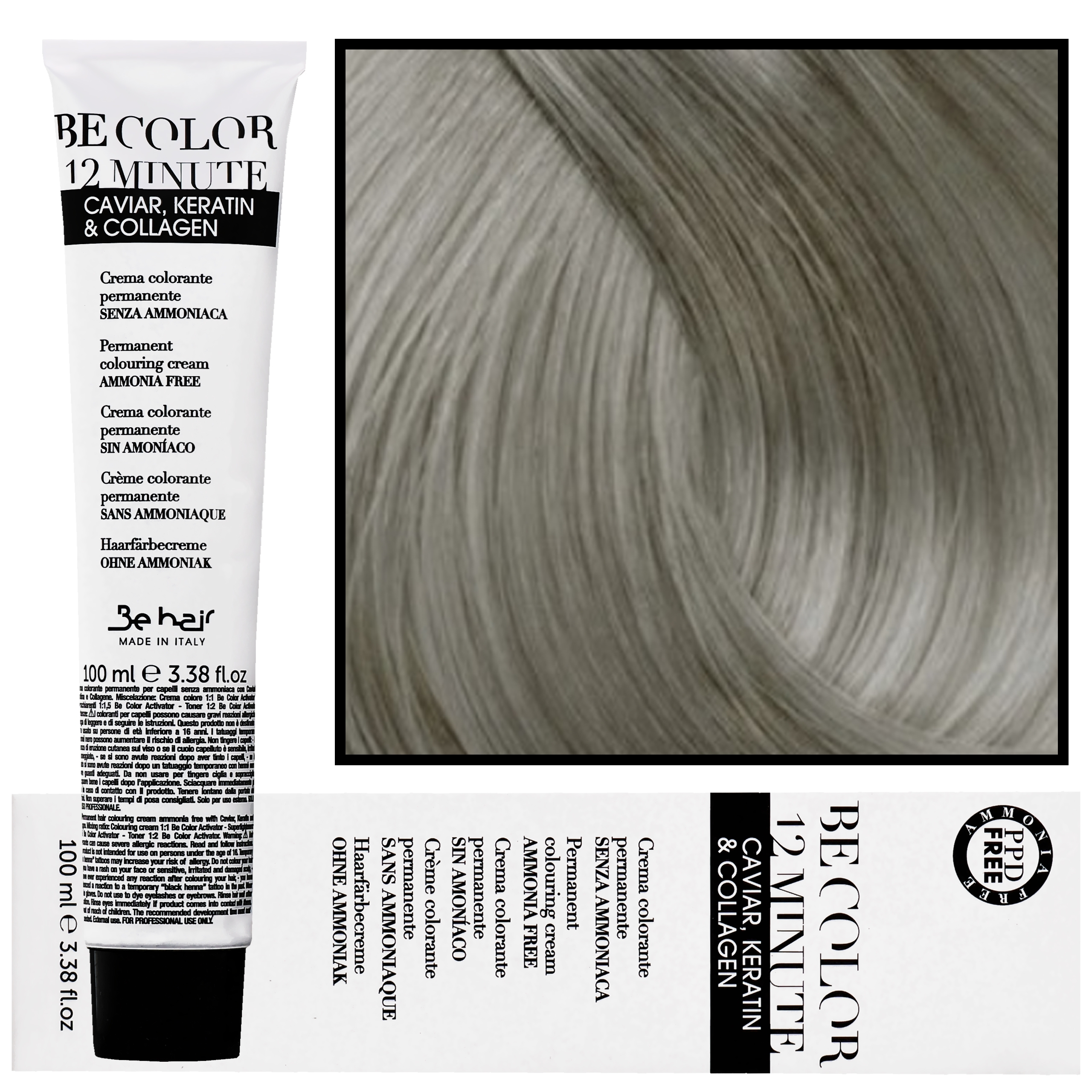 Image of Be Hair Be Color 12 minute - farba do włosów bez amoniaku, 100ml 8,1 | Jasny Blond Popielaty