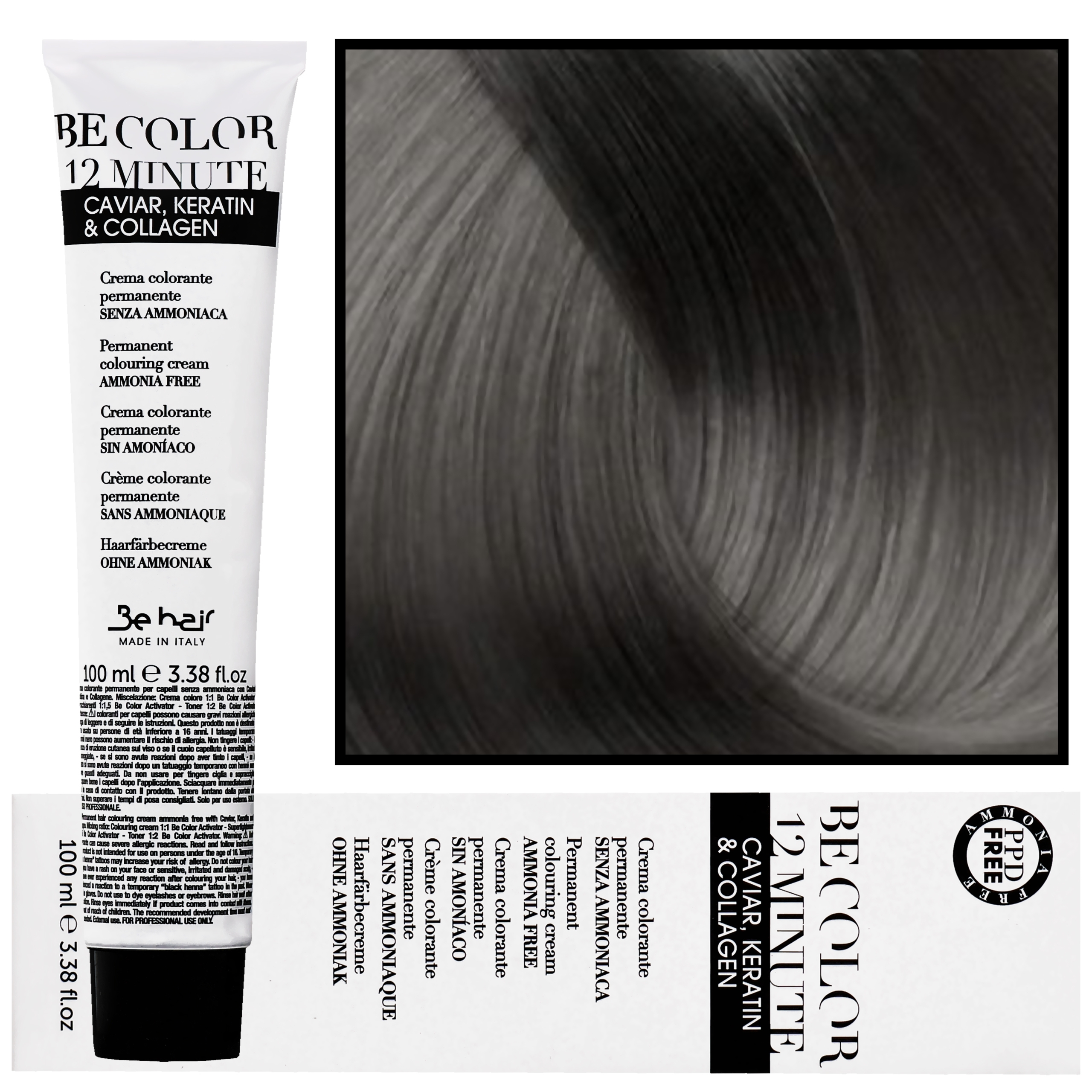 Be Hair Be Color 12 minute – farba do włosów bez amoniaku, 100ml 1,0 | Czarny