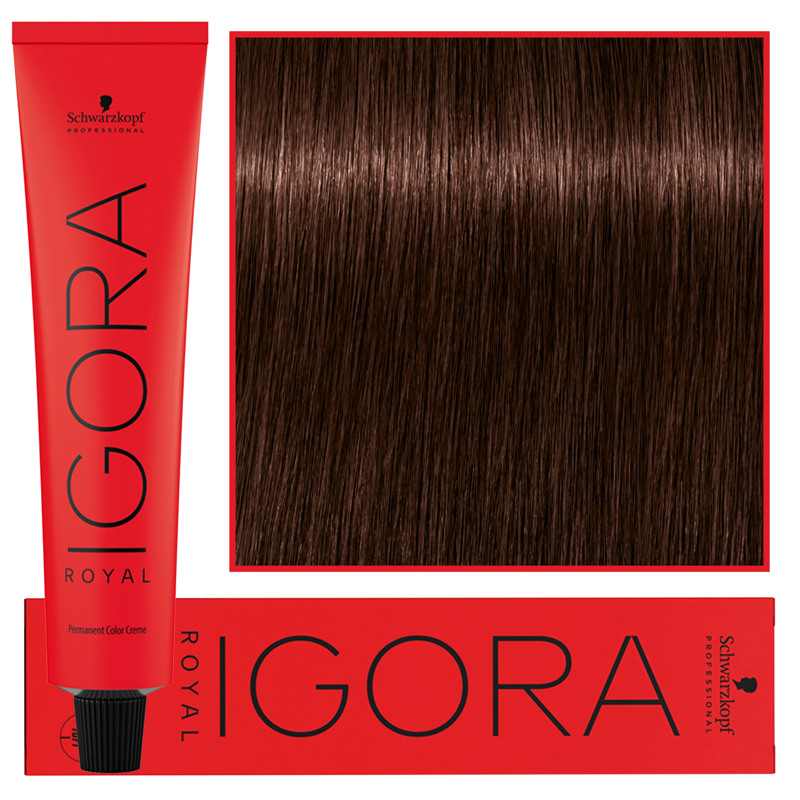 Image of Schwarzkopf Professional Igora Royal - trwała farba do włosów o innowacyjnej formule, 60ml 4-68 | Średni Brąz Czekoladowo Czerwony