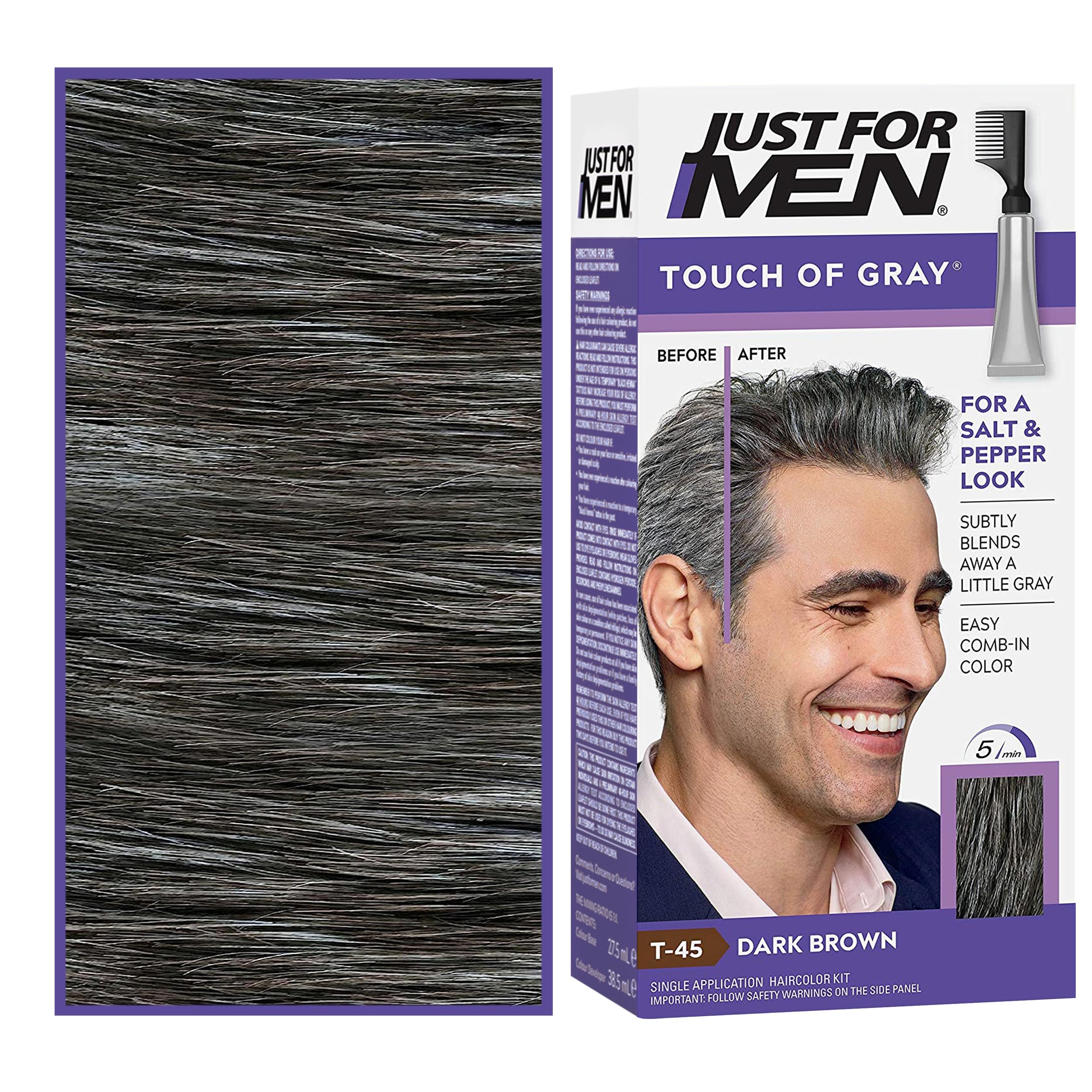 Image of Just For Men Touch of Grey - odsiwiacze do włosów dla mężczyzn, 40g T45 | Ciemny Brąz