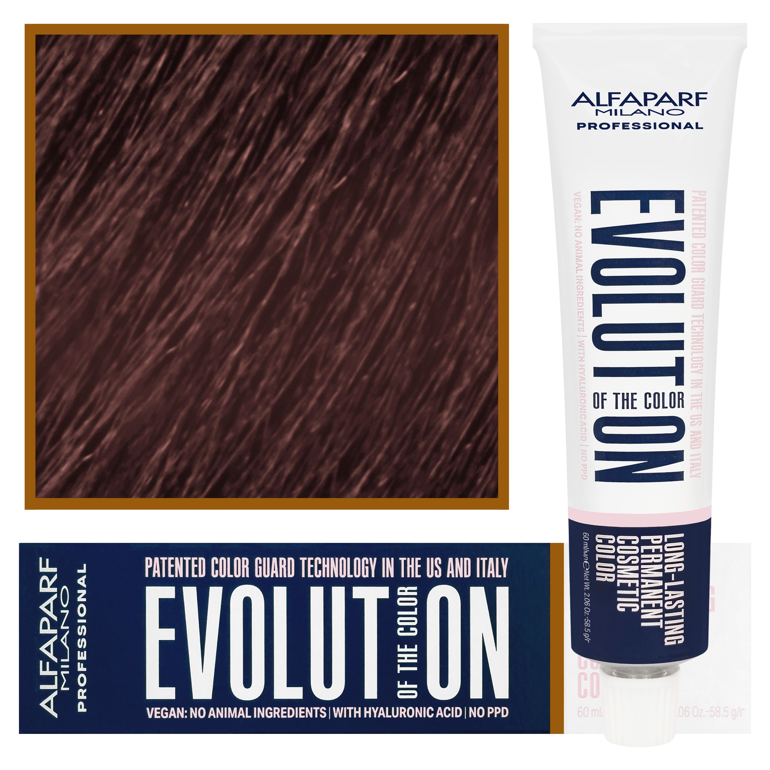 Image of Alfaparf Evolution - wegańska farba do koloryzacji włosów, 60ml 6,562 | Ciemny Blond Mahoniowy Czerwony Fioletowy