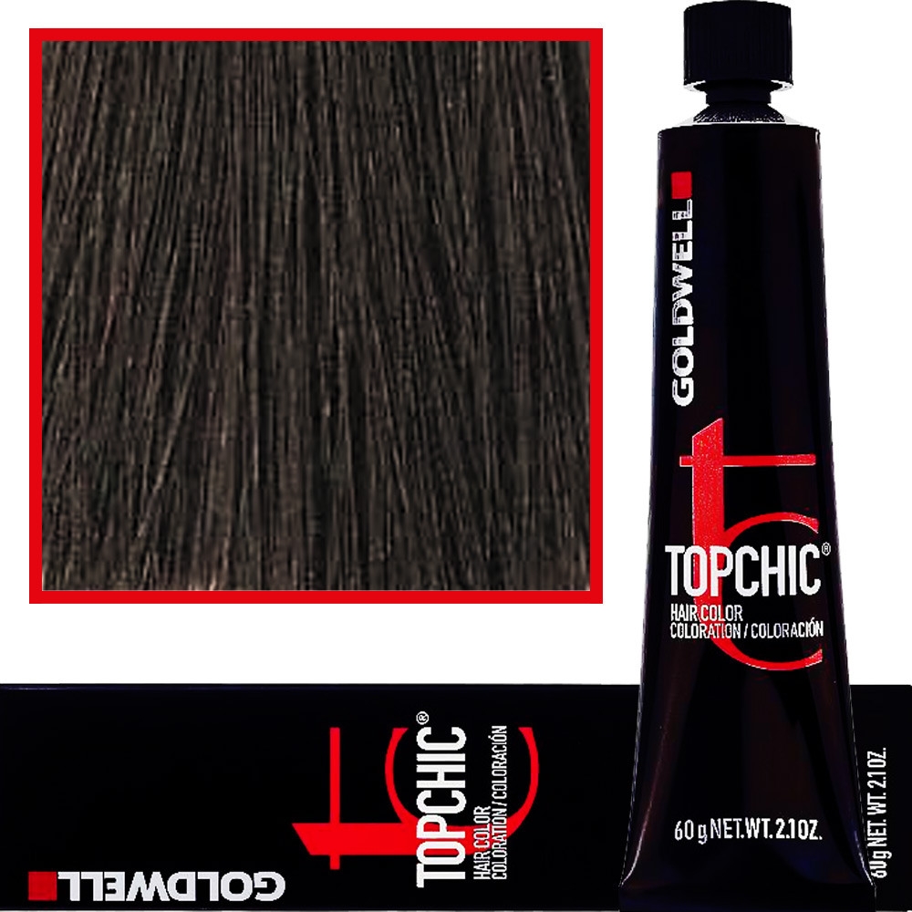 Image of Goldwell Topchic - profesjonalna farba do włosów, 60ml 5-BP Wyrafinowany Perłowy Średni Brąz