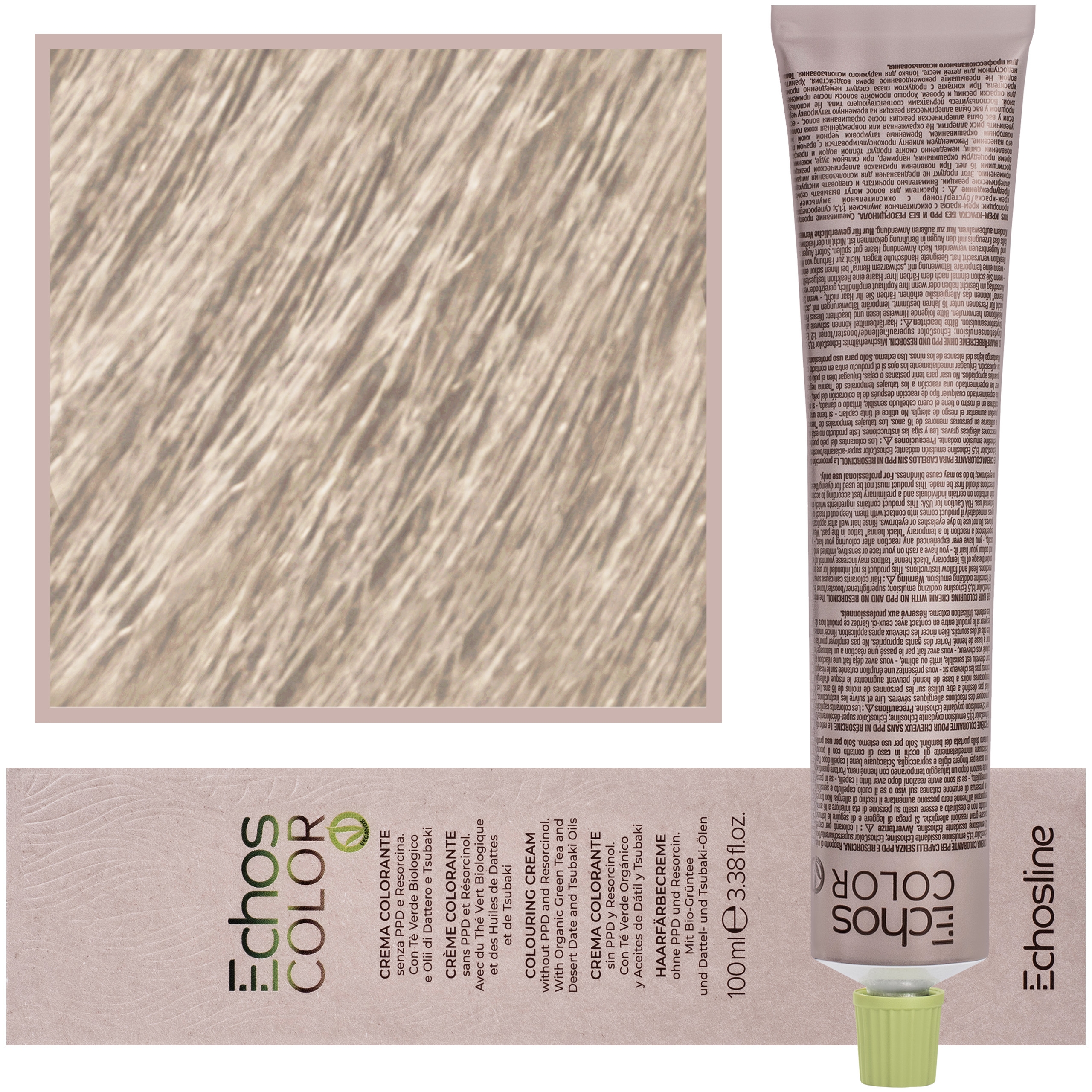 Image of Echosline Echos Color Colouring Cream - wegańska farba do włosów, 100ml 10,13 | Platynowy Blond Naturalny Beżowy