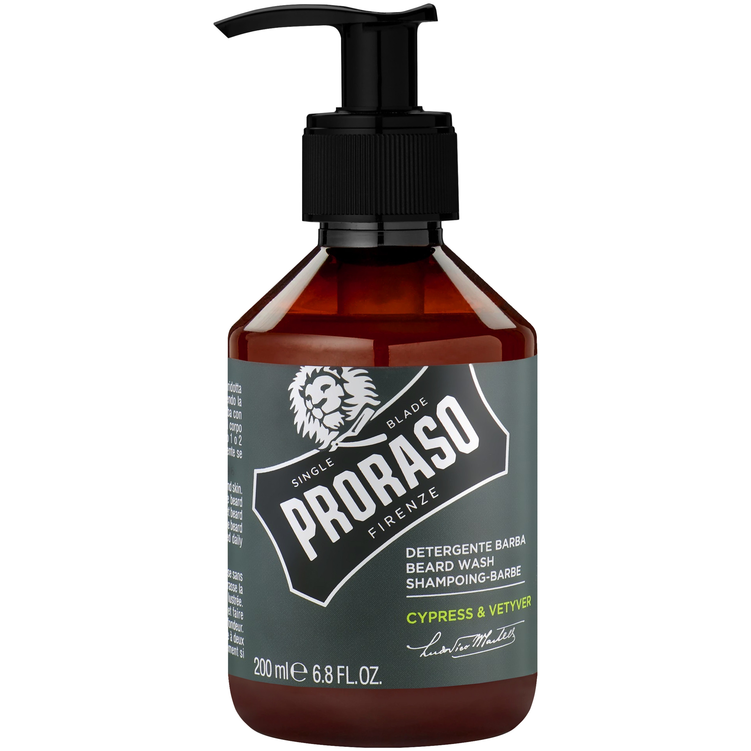 Image of Proraso Cypress & Vetyver Beard Wash - cyprysowy płyn do mycia brody, 200ml