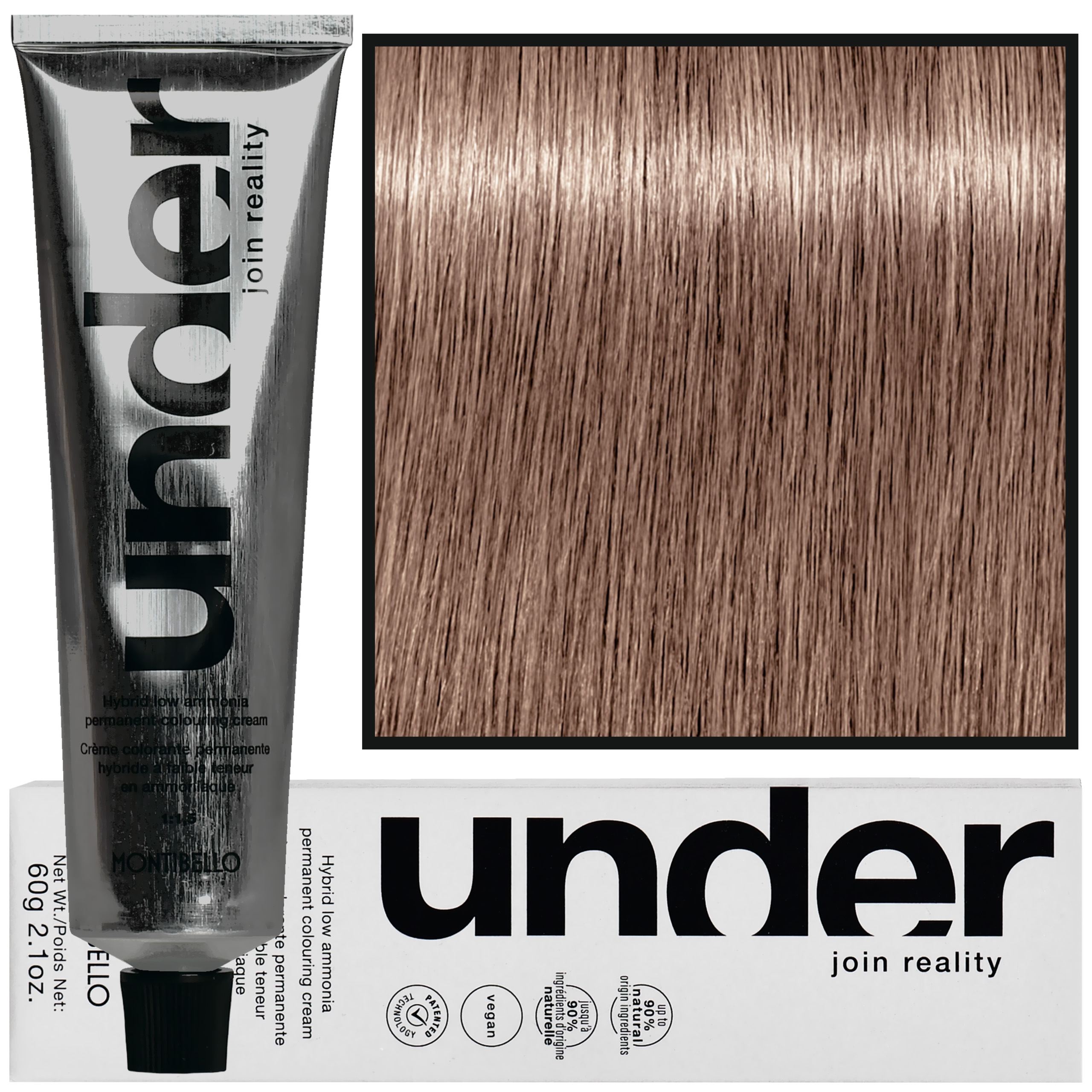 Montibello Under – profesjonalna farba do włosów, 60ml 7.01 / 7NA | Średni Blond Naturalno-Popielaty