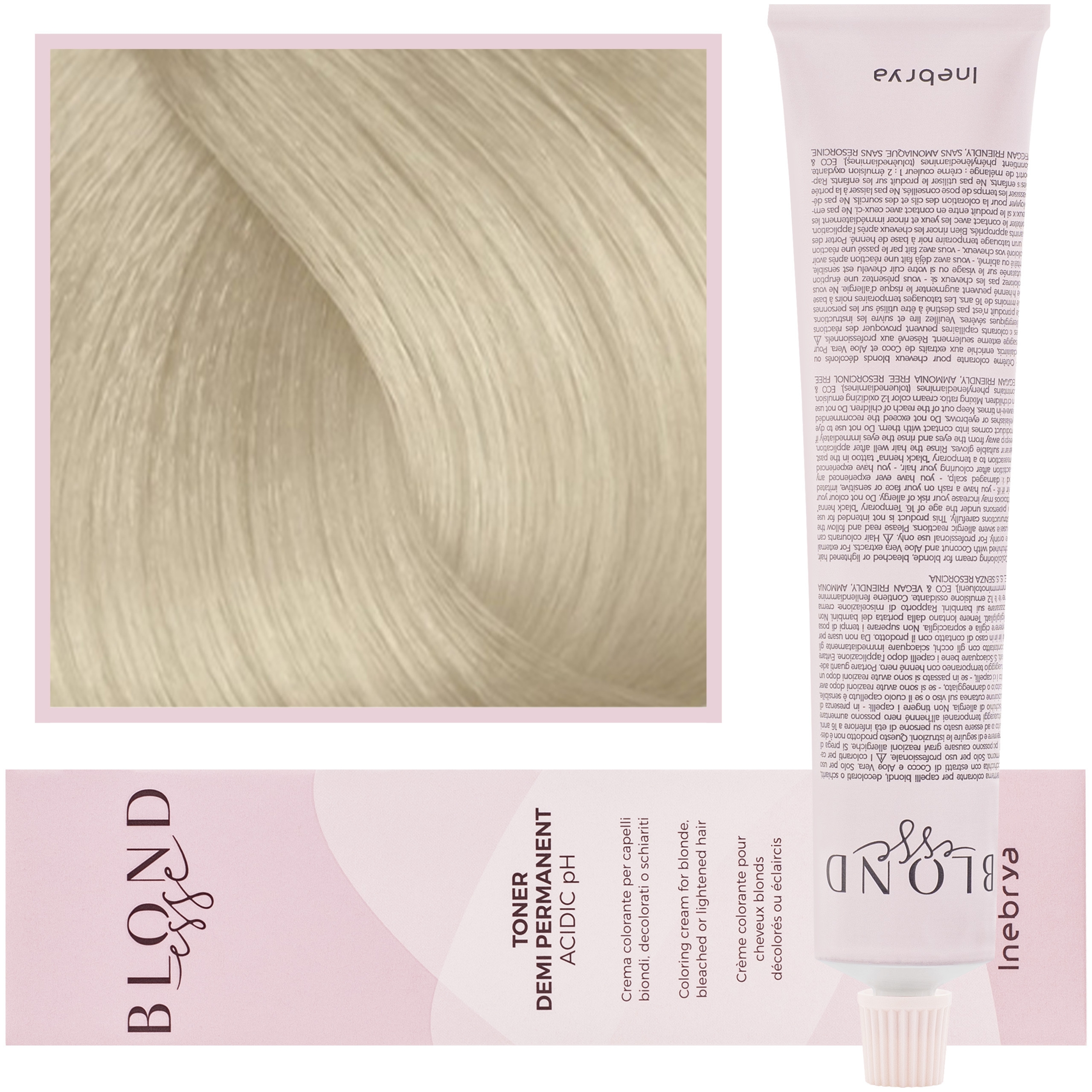 Inebrya Blondesse Toner – toner do włosów, neutralizujący żółte refleksy, 100ml DT09 | Jasny Kremowy Perłowy