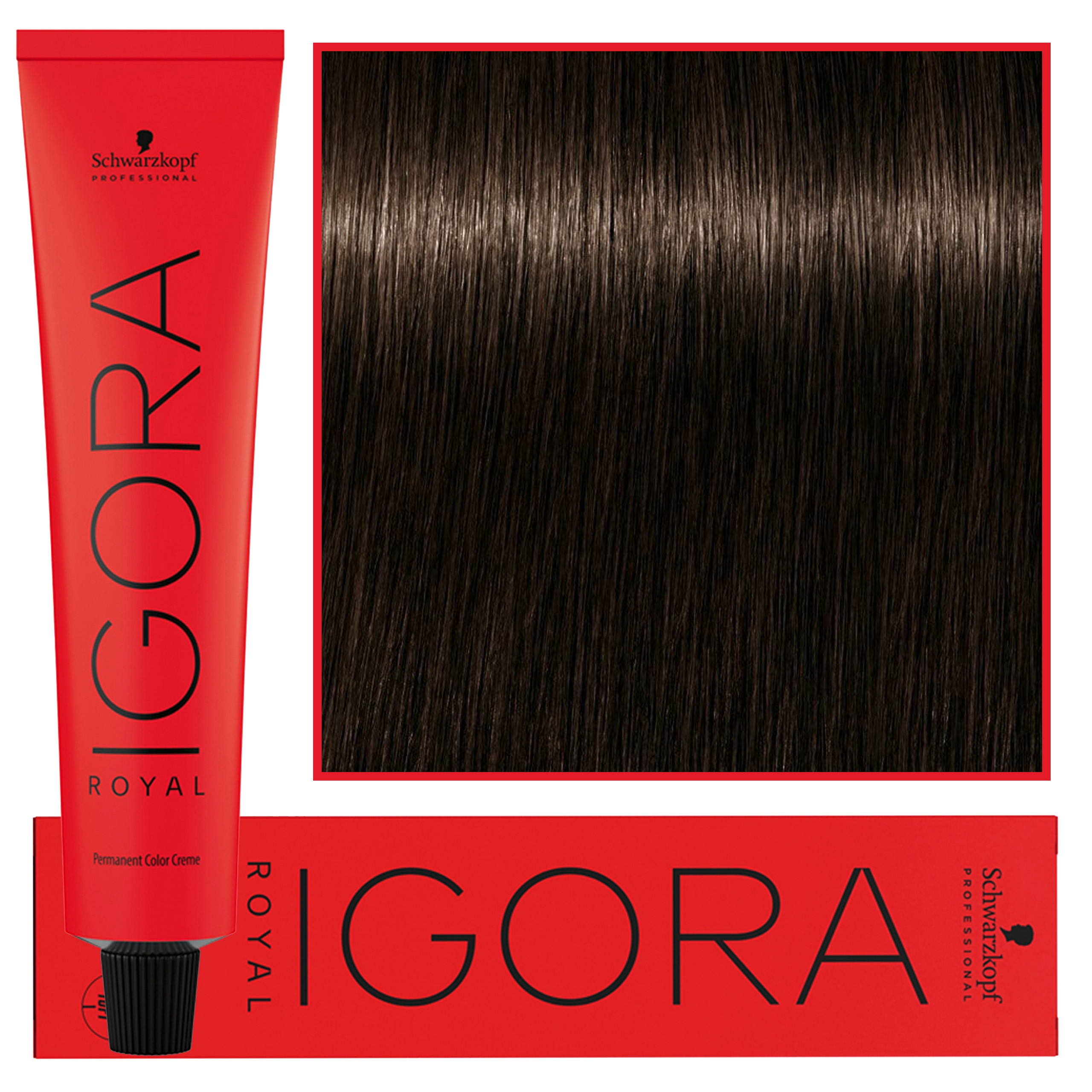 Image of Schwarzkopf Professional Igora Royal - trwała farba do włosów o innowacyjnej formule, 60ml 4-0 | Średni Brąz Naturalny