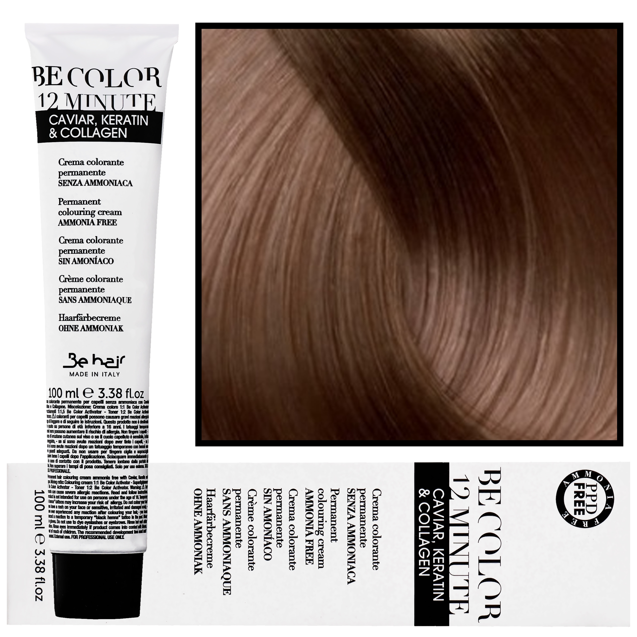 Image of Be Hair Be Color 12 minute - farba do włosów bez amoniaku, 100ml 5,3 | Jasny Kasztanowy Złoty