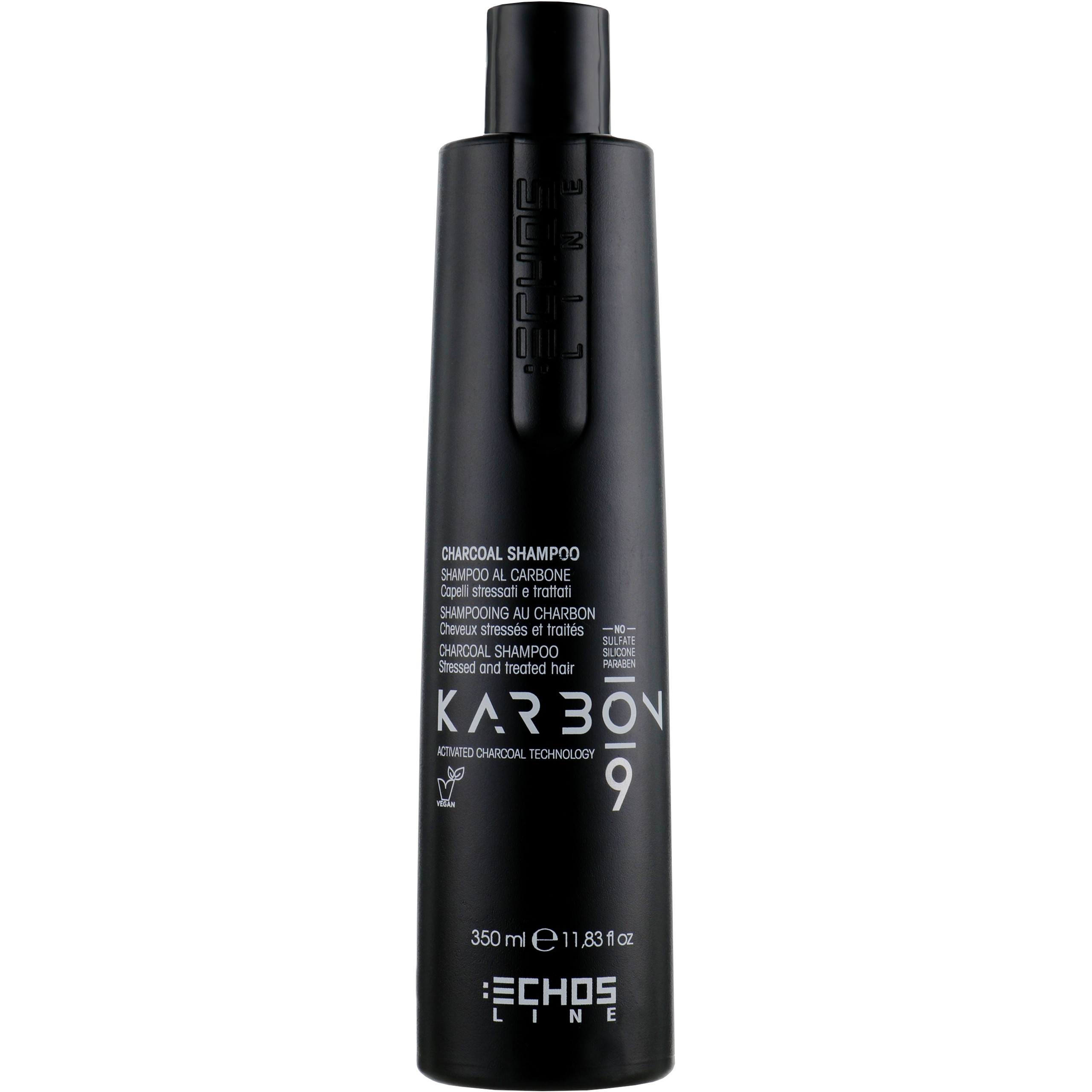 Image of Echosline Karbon 9 Charcoal Shampoo - szampon do włosów zniszczonych z węglem, 350ml