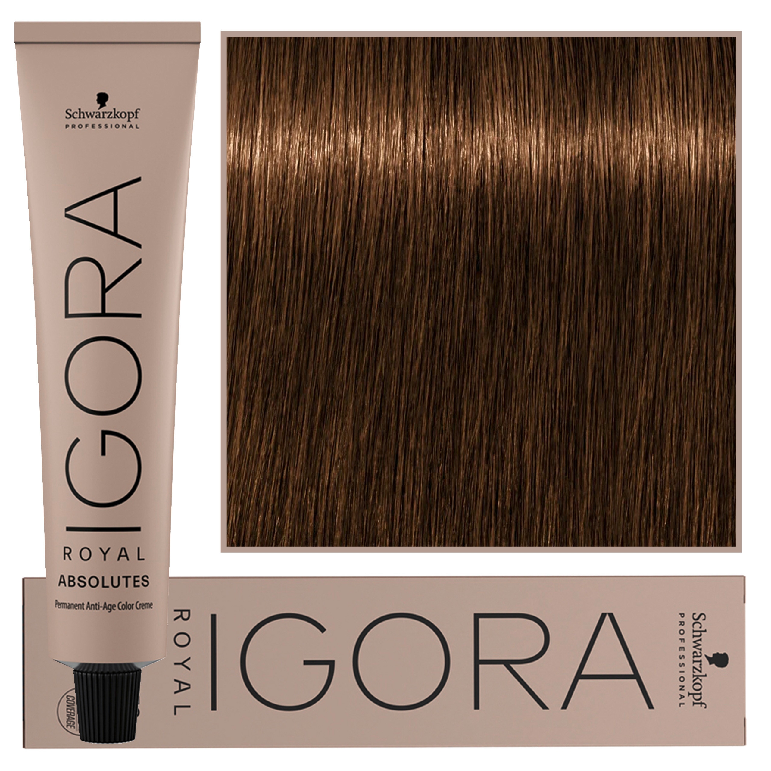 Image of Schwarzkopf Professional Igora Royal Absolutes - trwała farba do włosów z kolagenem, 60ml 8-60 | Jasny Blond Czekoladowo Naturalny