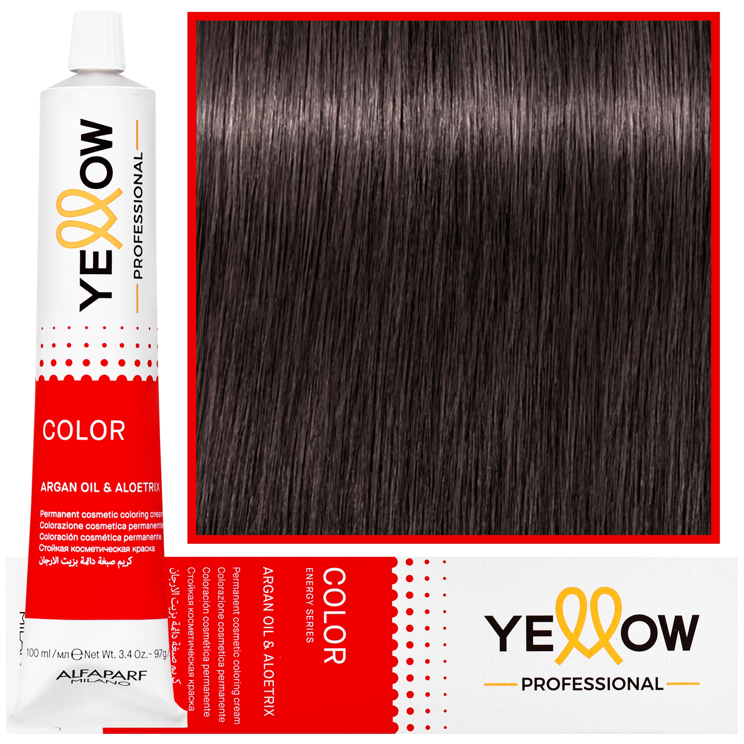 Alfaparf Yellow – trwała farba do włosów z aloesem i kiełkami pszenicy, 100ml 7.21 | Średni Blond Fioletowo Popielaty