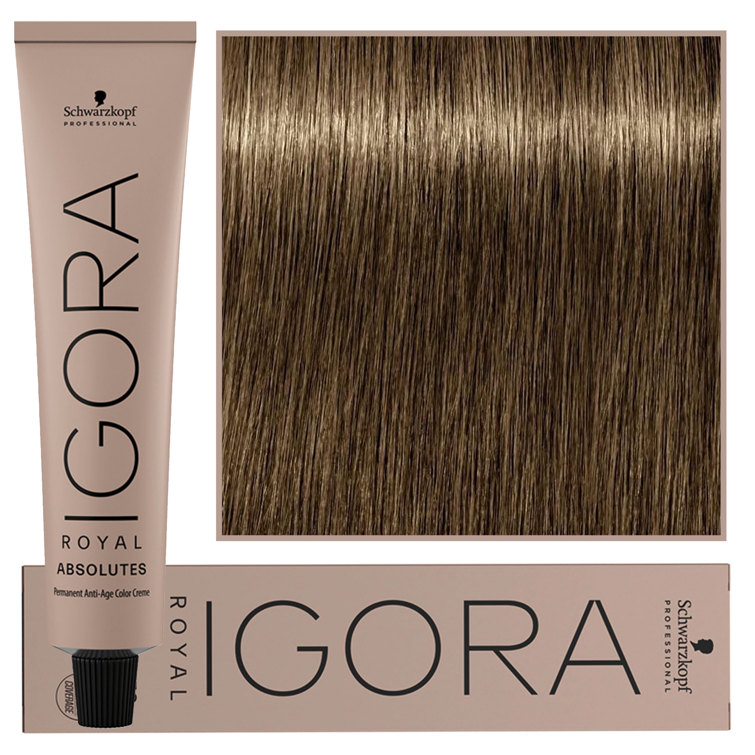 Image of Schwarzkopf Professional Igora Royal Absolutes - trwała farba do włosów z kolagenem, 60ml 7-50 | Średni Blond Złoty Naturalny