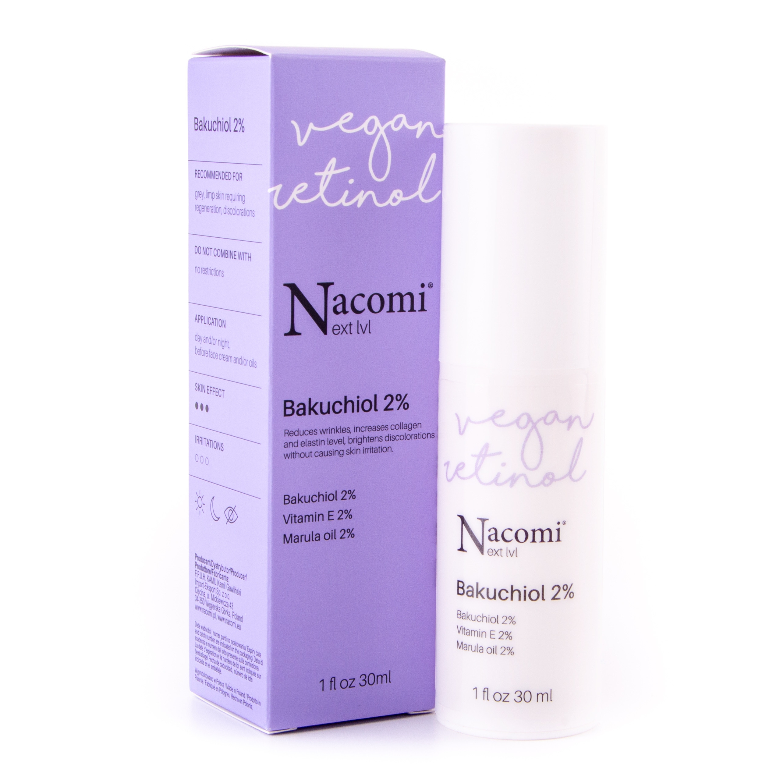 Image of Nacomi Next Level Serum z Bakuchiolem 2% do pielęgnacji twarzy 30ml