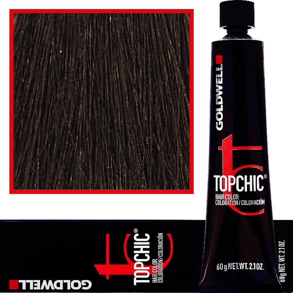 Image of Goldwell Topchic - profesjonalna farba do włosów, 60ml 4-N Średni Naturalny Brąz