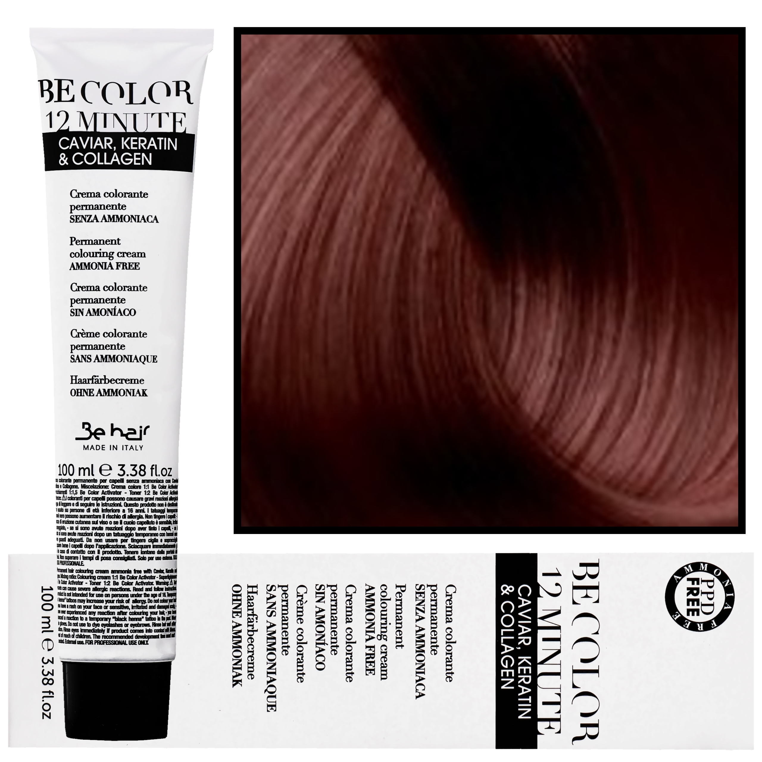 Be Hair Be Color 12 minute – farba do włosów bez amoniaku, 100ml 4,5 | Średni Kasztanowy Mahoniowy